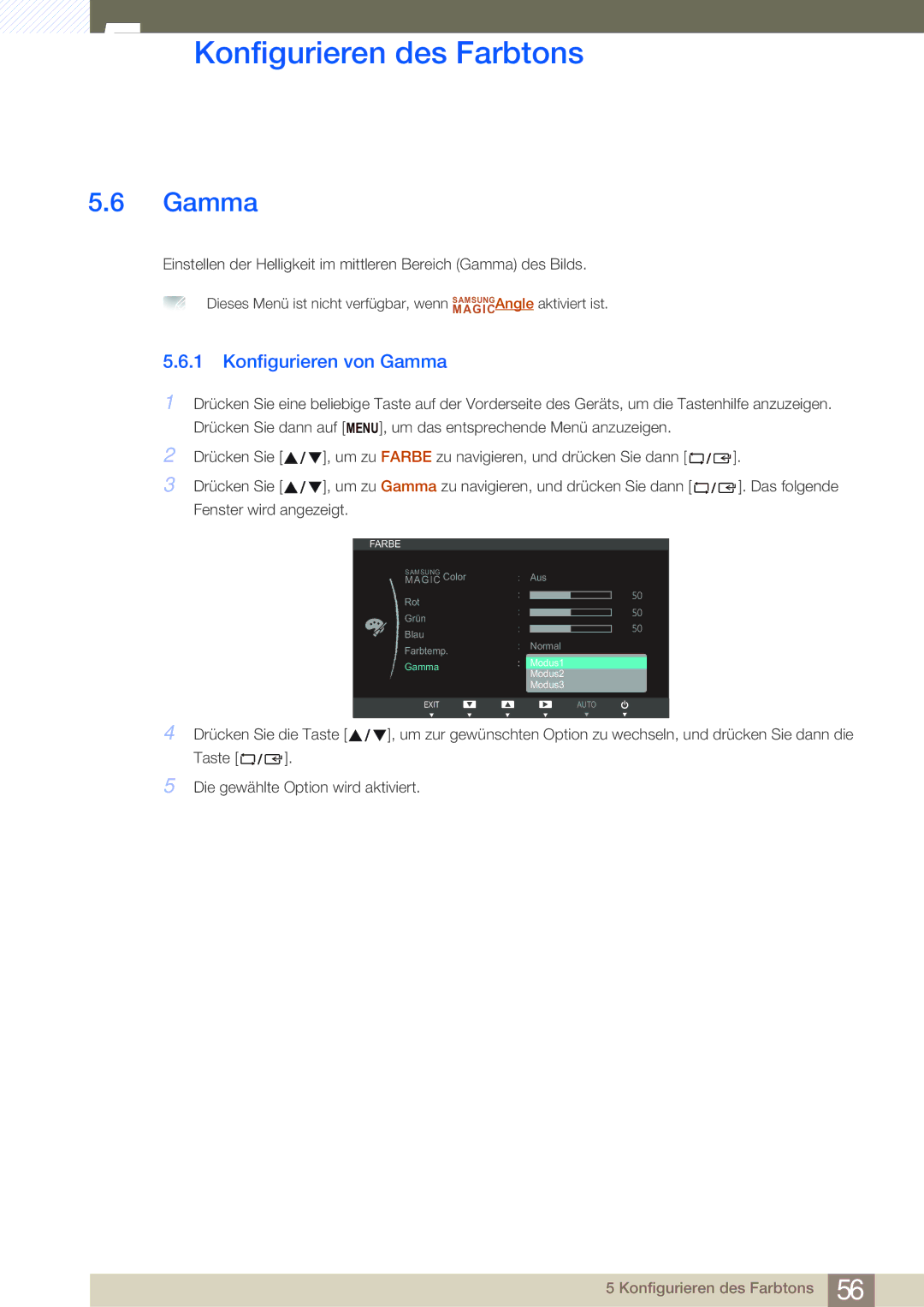 Samsung LS24B750VS/EN, LS27B750VS/EN manual Konfigurieren von Gamma 