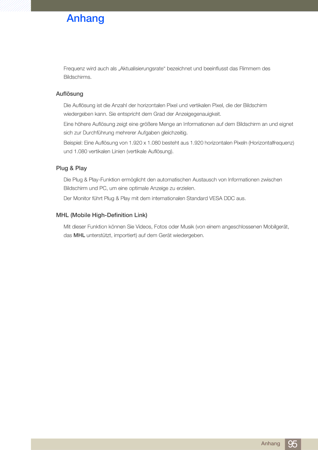 Samsung LS27B750VS/EN, LS24B750VS/EN manual Auflösung 