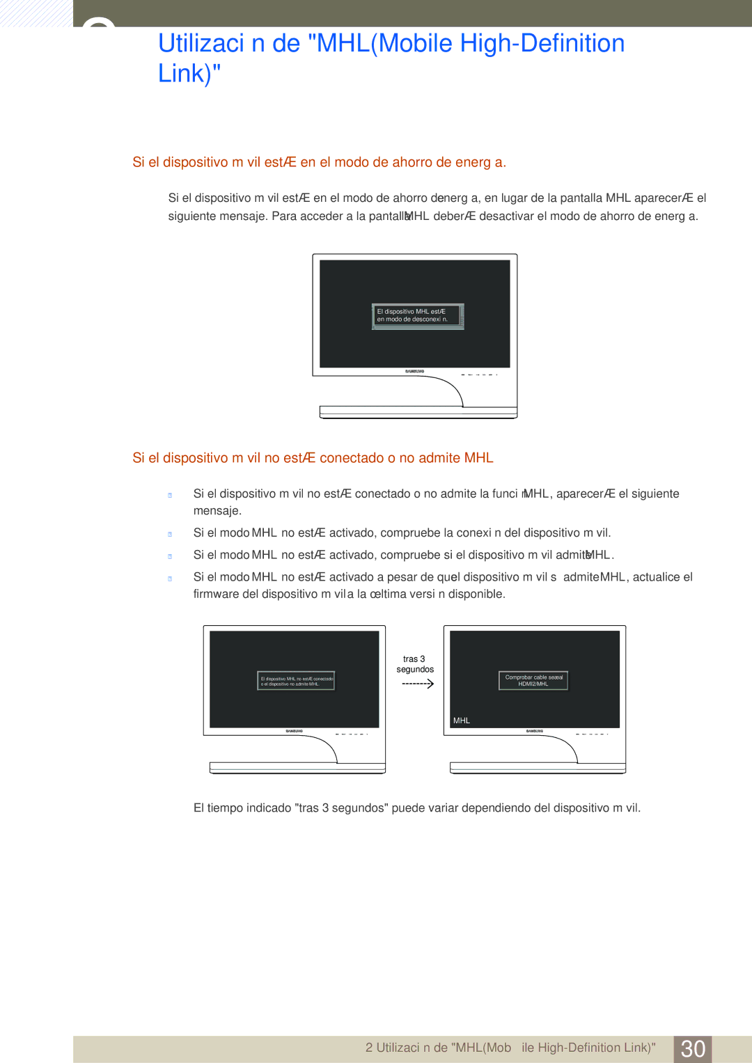 Samsung LS24B750VS/EN, LS27B750VS/EN manual Si el dispositivo móvil está en el modo de ahorro de energía 