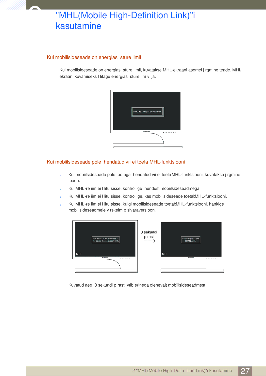 Samsung LS27B750VS/EN, LS24B750VS/EN manual Kui mobiilsideseade on energiasäästurežiimil 