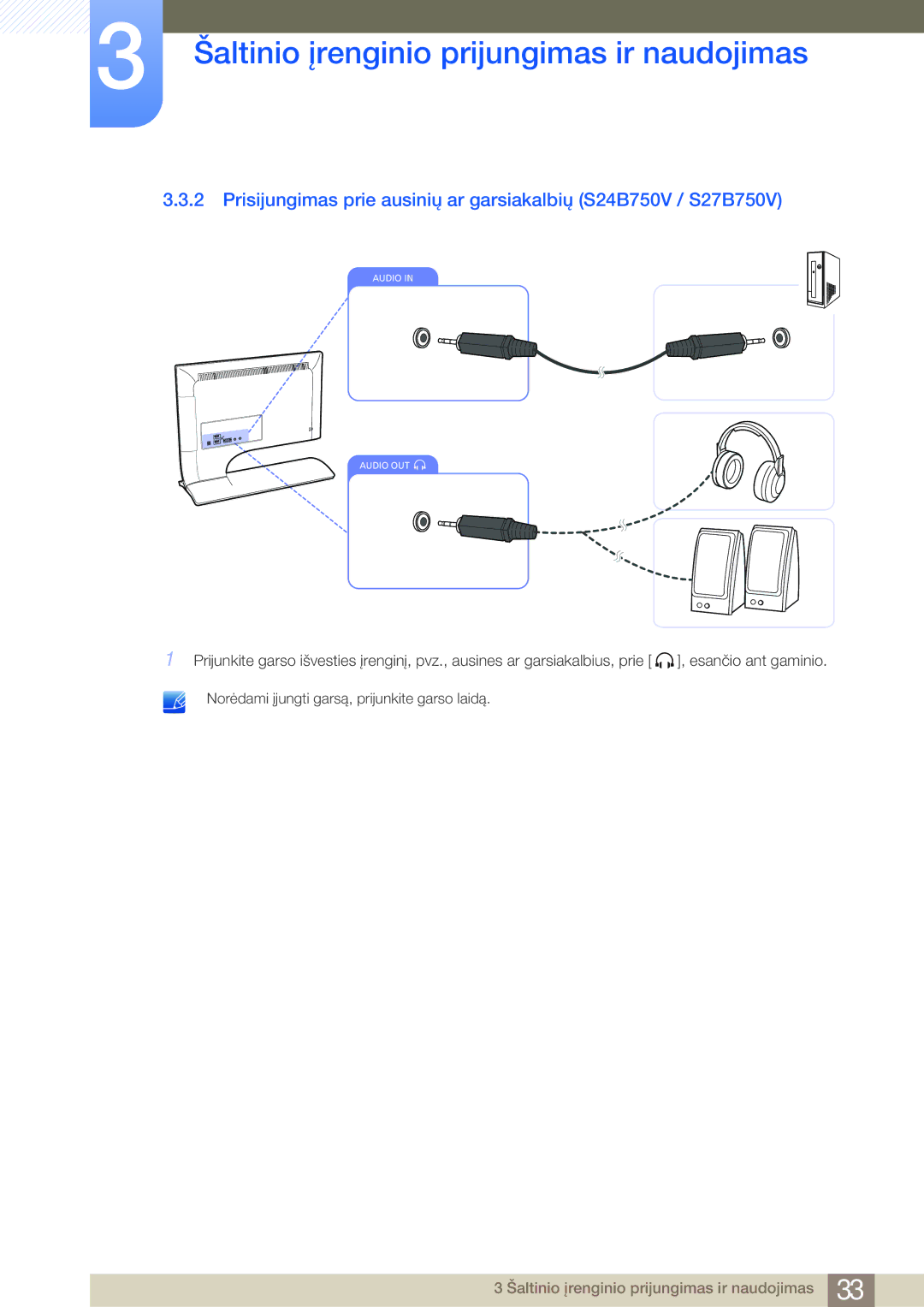 Samsung LS27B750VS/EN, LS24B750VS/EN manual Audio Audio OUT 