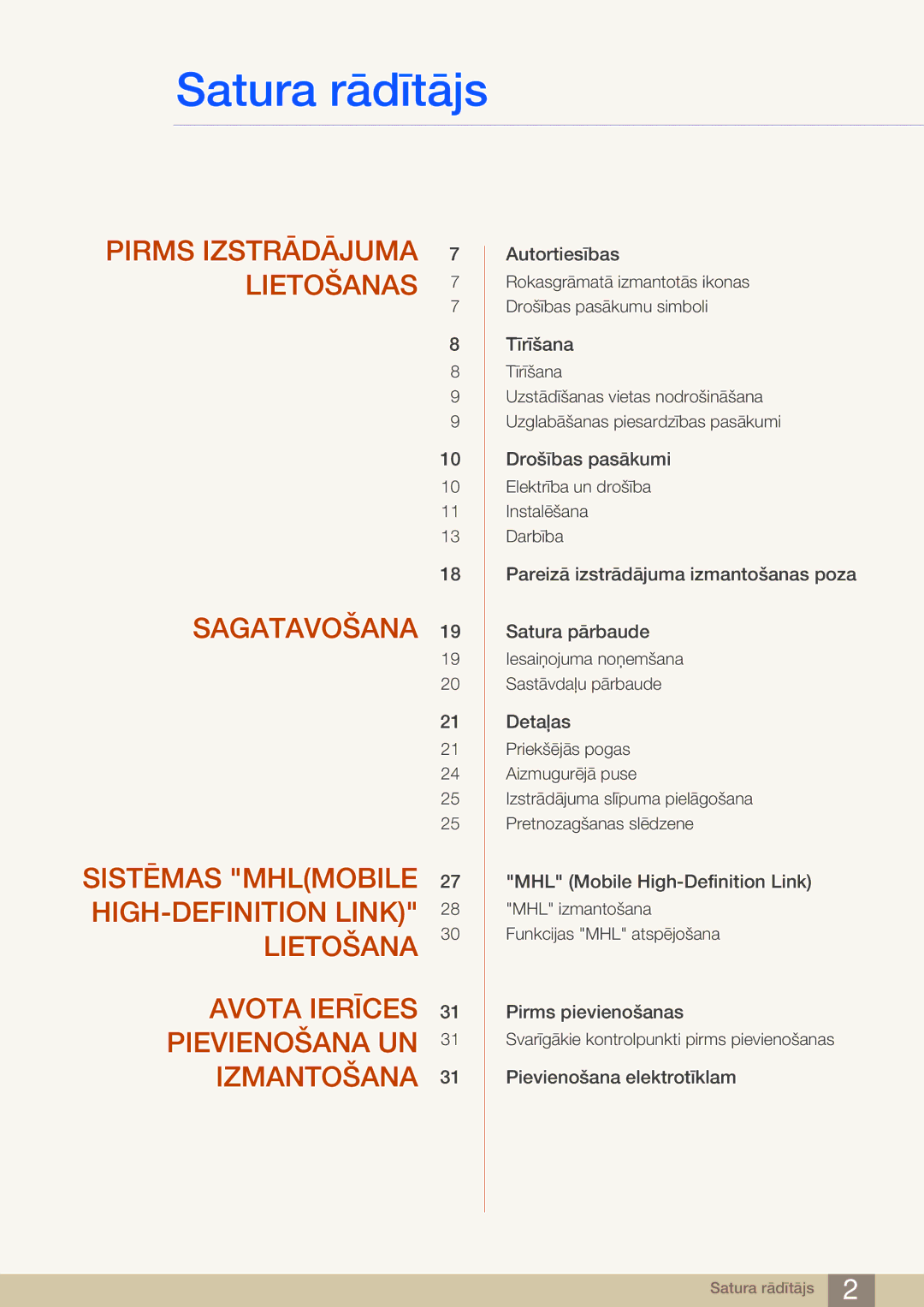 Samsung LS24B750VS/EN, LS27B750VS/EN manual Satura rādītājs 