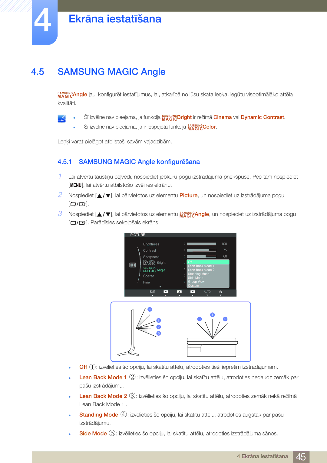 Samsung LS27B750VS/EN, LS24B750VS/EN manual Samsung Magic Angle konfigurēšana 