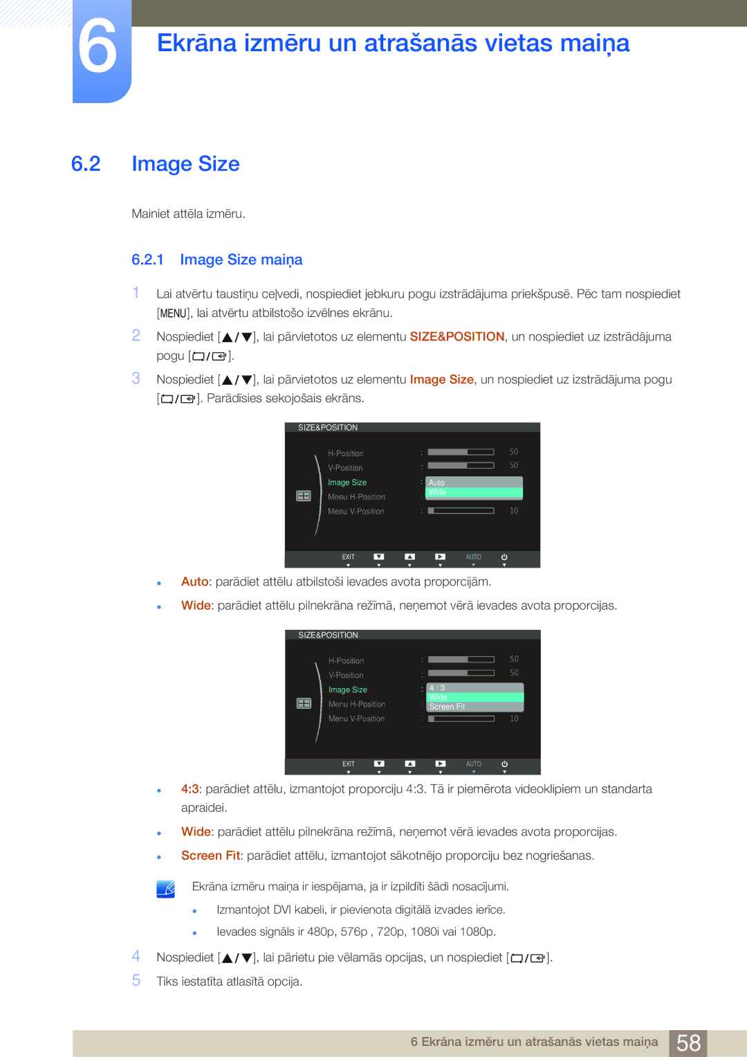 Samsung LS24B750VS/EN, LS27B750VS/EN manual Image Size maiņa 