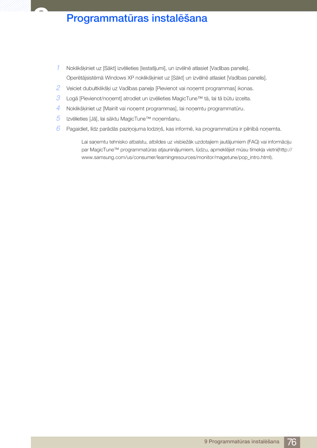 Samsung LS24B750VS/EN, LS27B750VS/EN manual Programmatūras instalēšana 