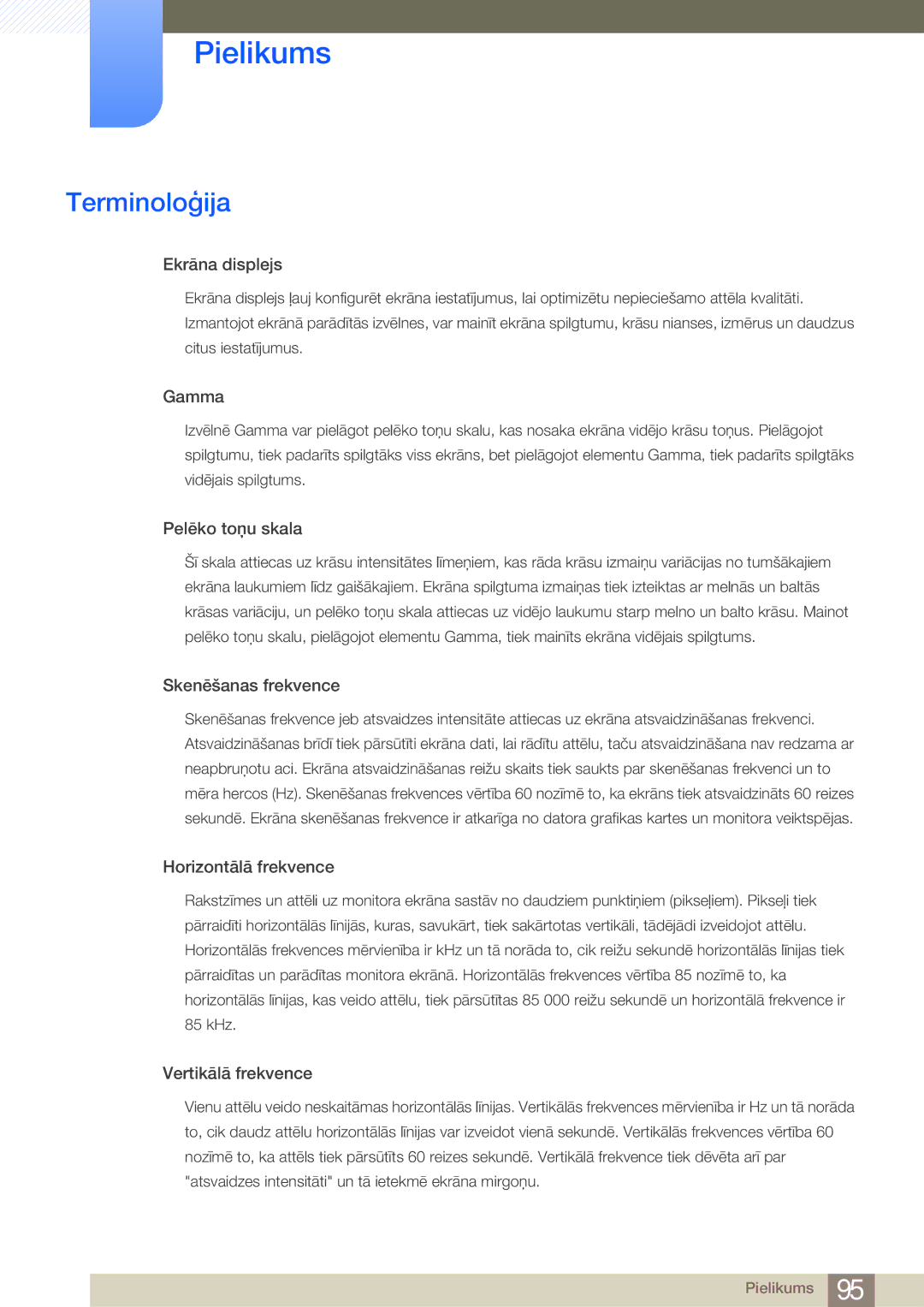 Samsung LS27B750VS/EN, LS24B750VS/EN manual Terminoloģija, Ekrāna displejs 