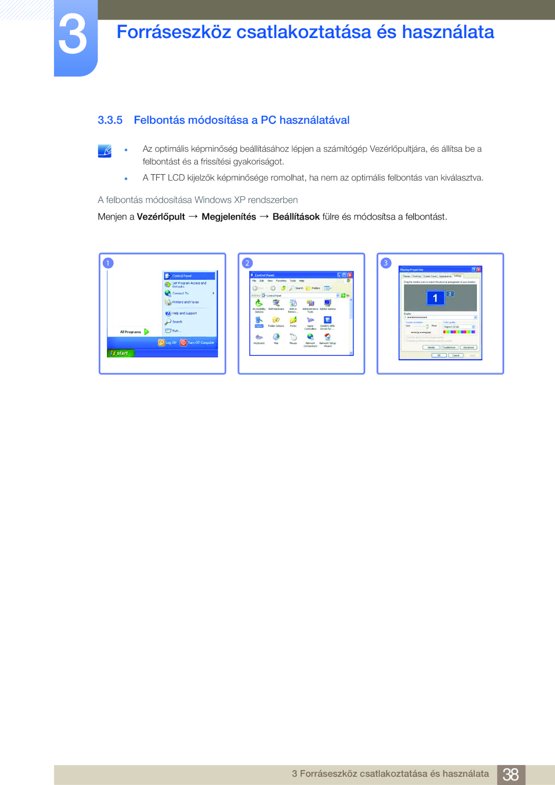 Samsung LS24B750VS/EN, LS27B750VS/EN manual Felbontás módosítása a PC használatával 