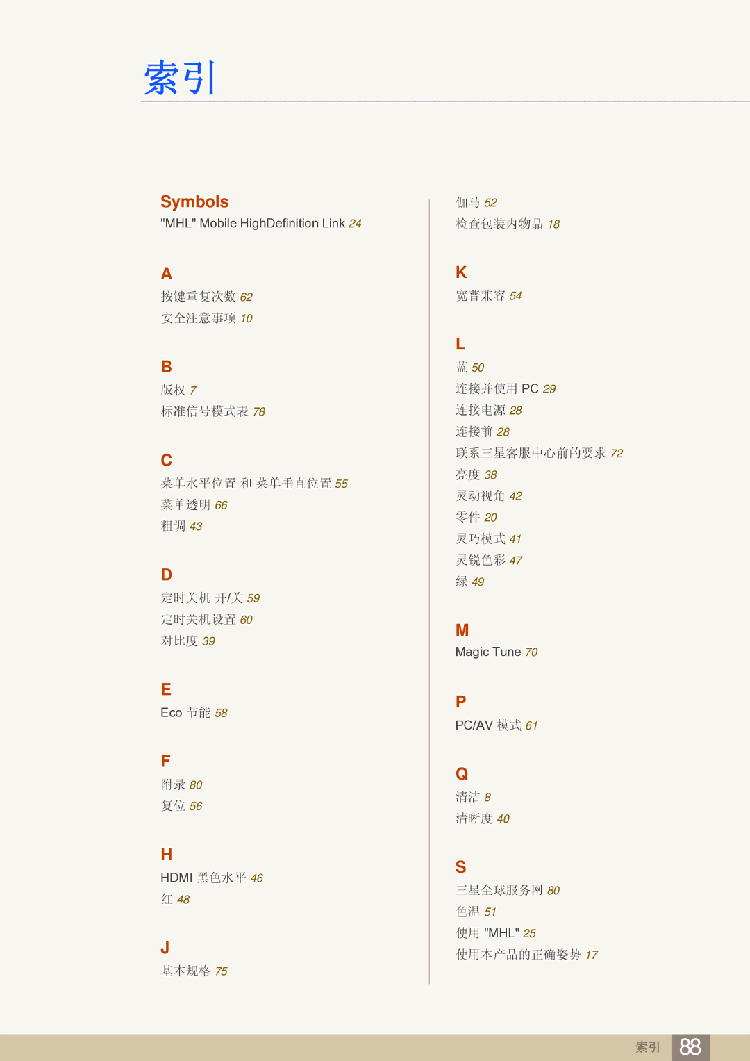 Samsung LS24B750VS/EN, LS27B750VS/EN manual Symbols 