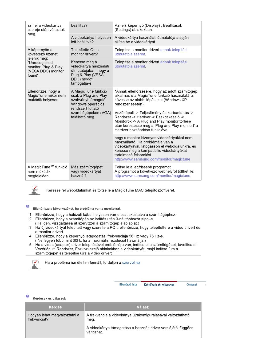 Samsung LS24BRBAS/XAZ, LS24BRBBS/EDC manual Útmutatója szerint, Kérdés Válasz 