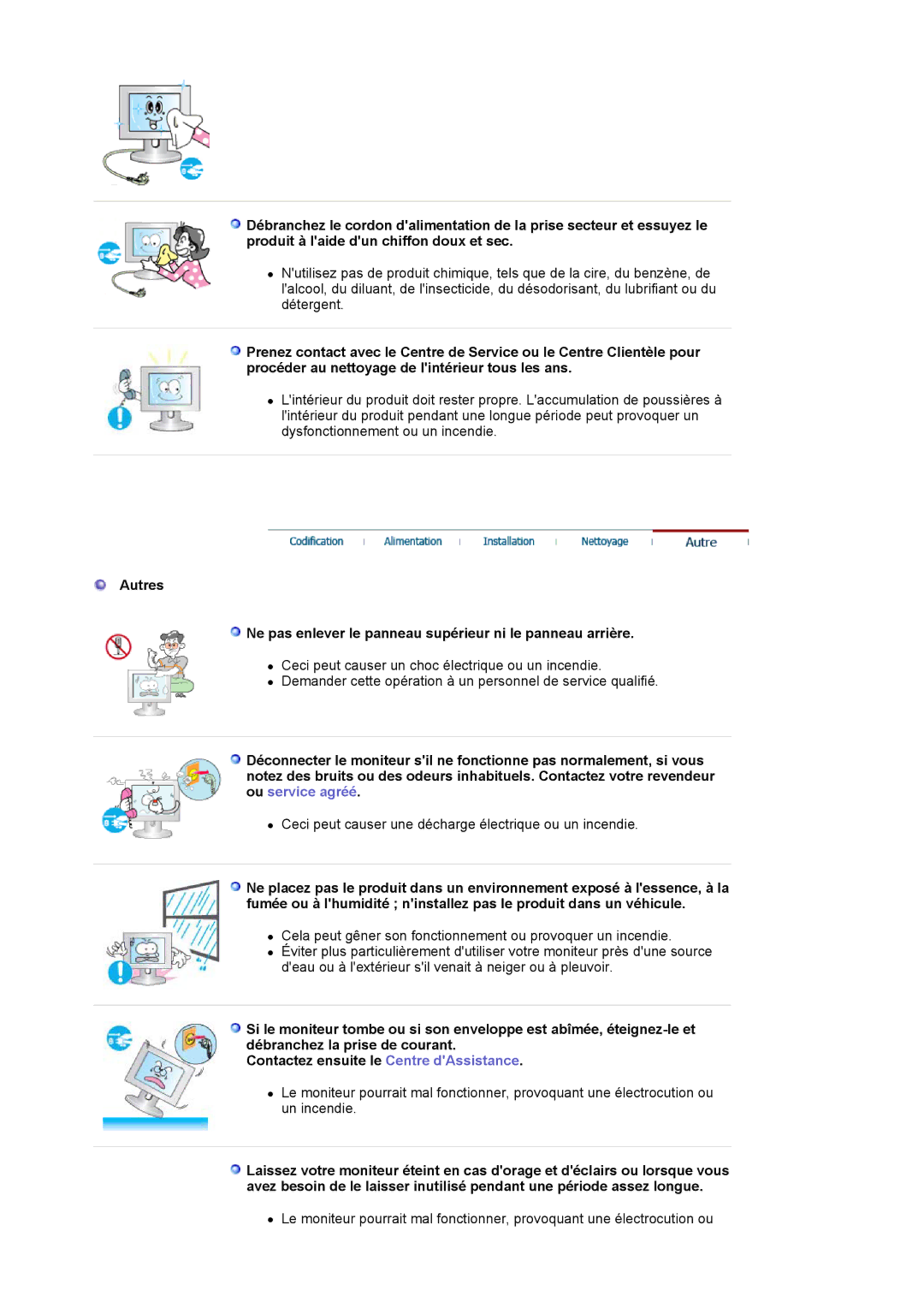 Samsung LS24BRBBS/EDC manual Ceci peut causer une décharge électrique ou un incendie 