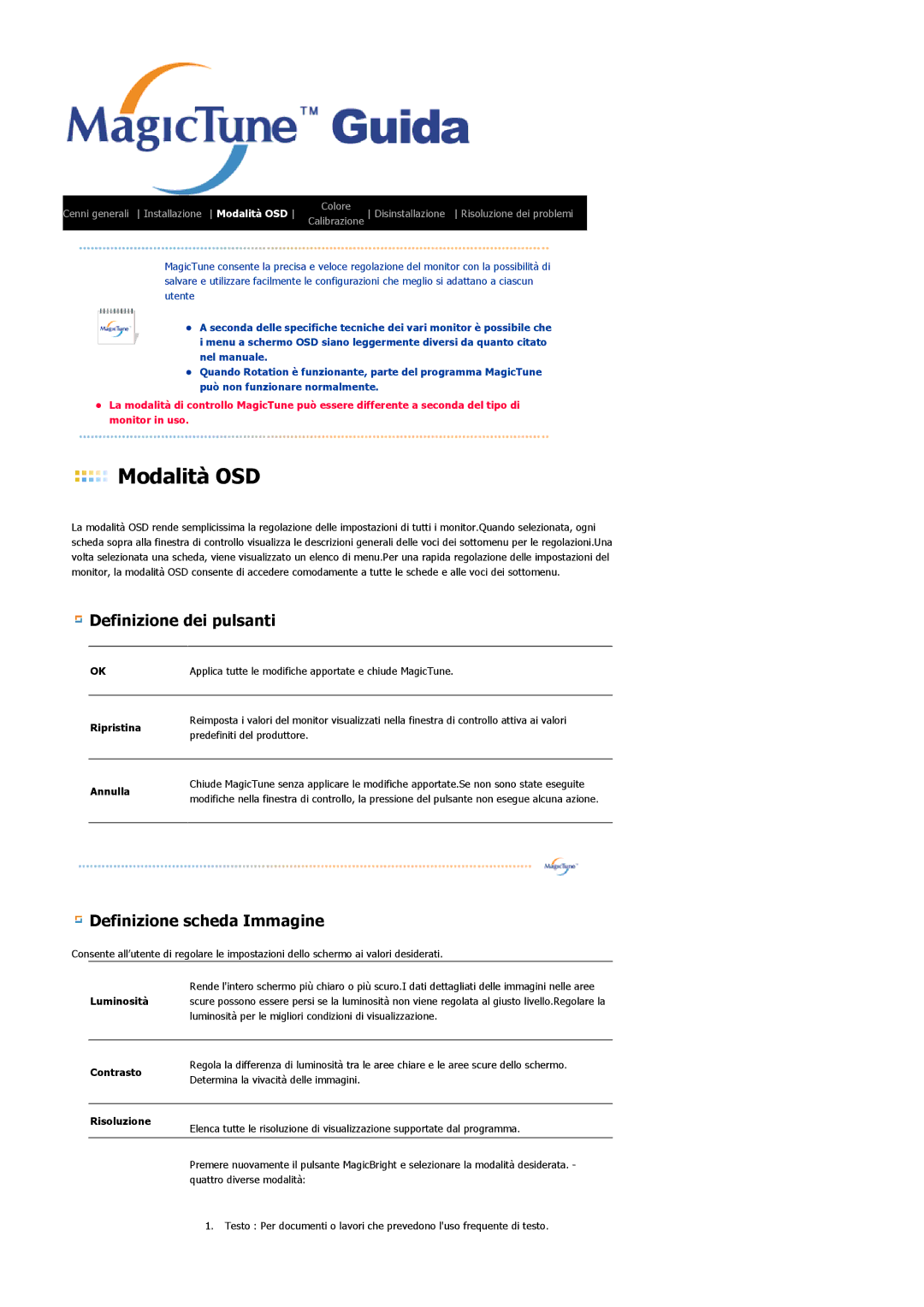 Samsung LS24BRBBS/EDC manual Modalità OSD 