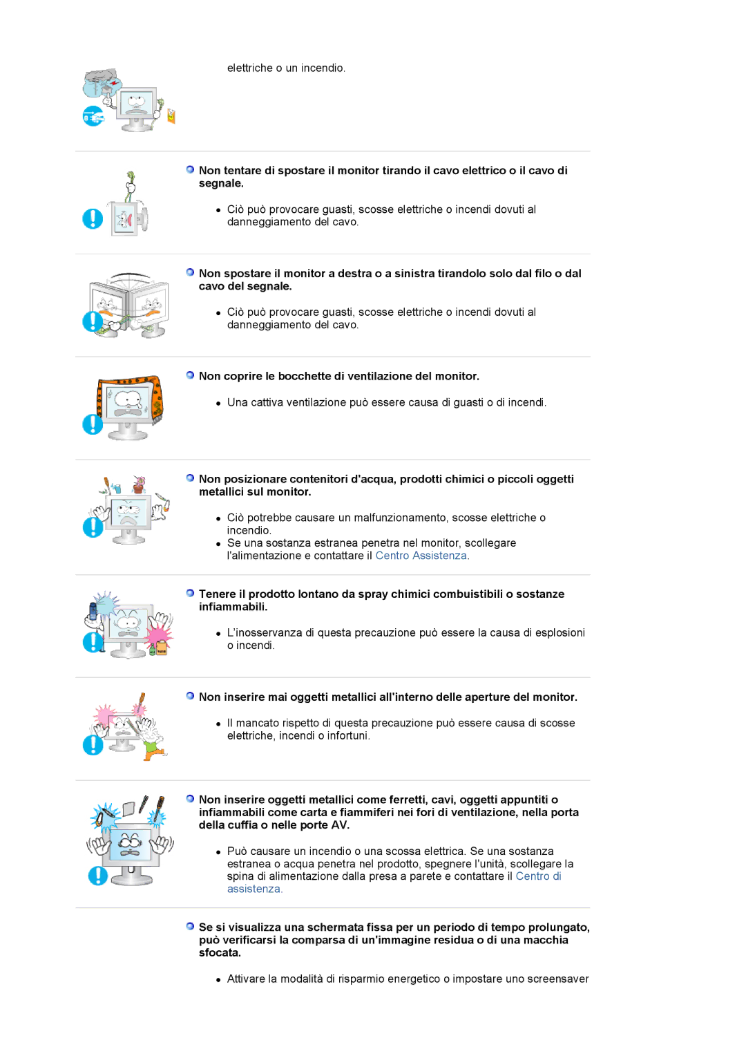 Samsung LS24BRBBS/EDC manual Non coprire le bocchette di ventilazione del monitor 