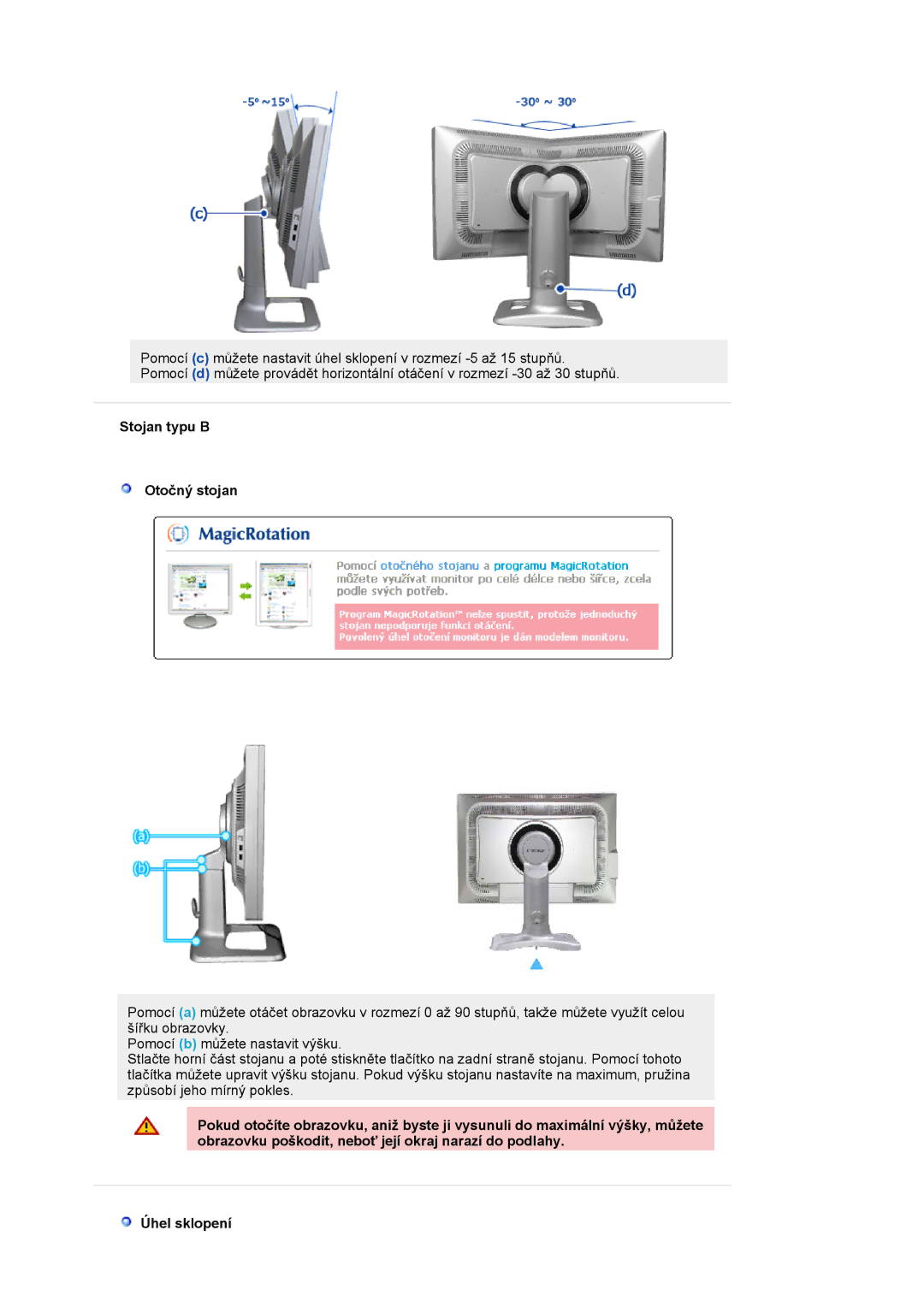 Samsung LS24BRBBS/EDC manual Stojan typu B Otočný stojan 