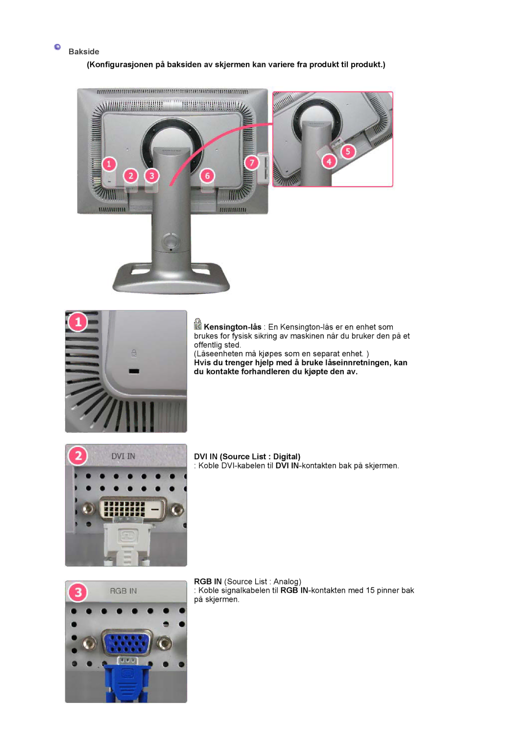 Samsung LS24BRBBS/EDC manual Bakside 