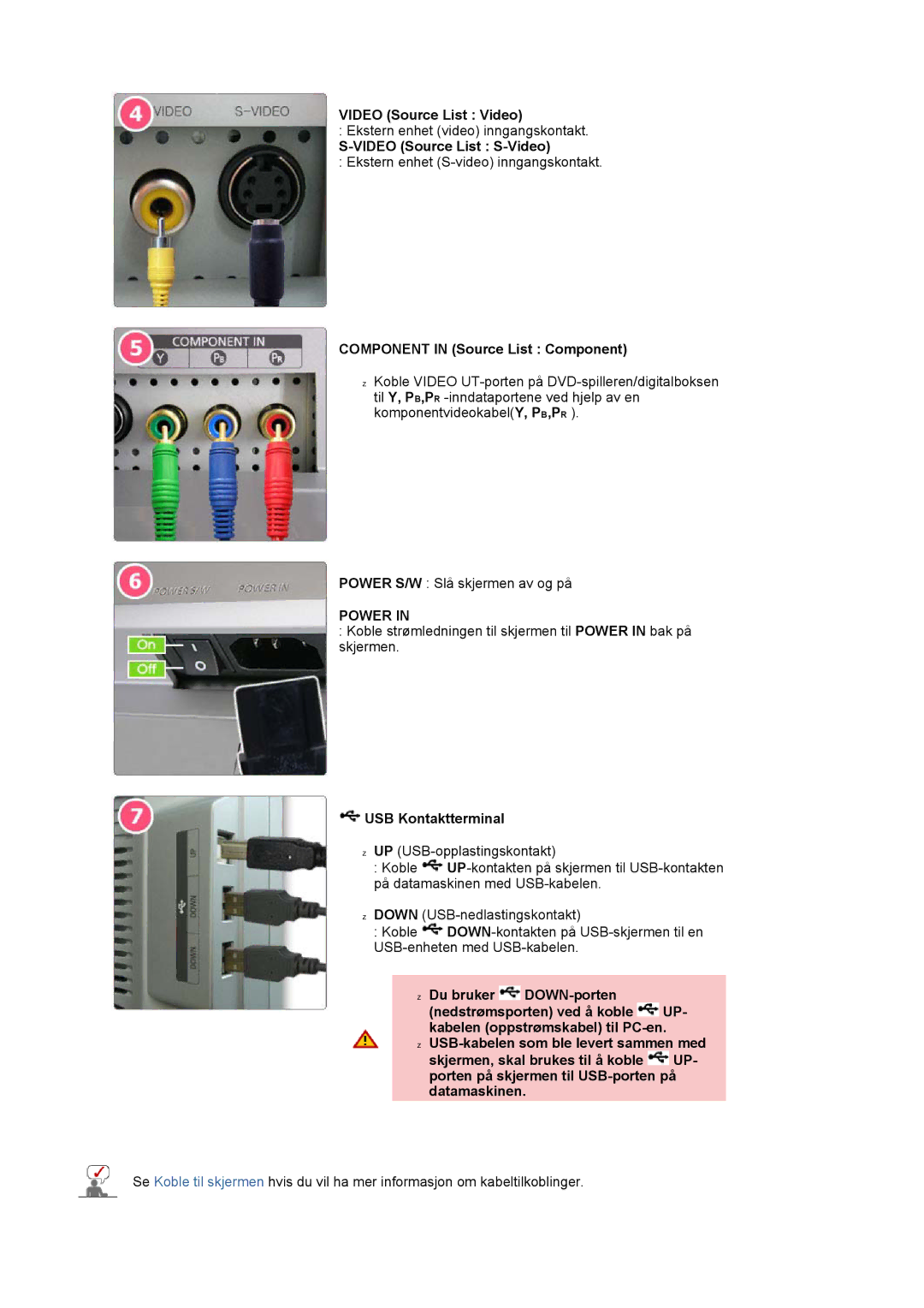 Samsung LS24BRBBS/EDC manual Video Source List Video, Video Source List S-Video, Component in Source List Component 