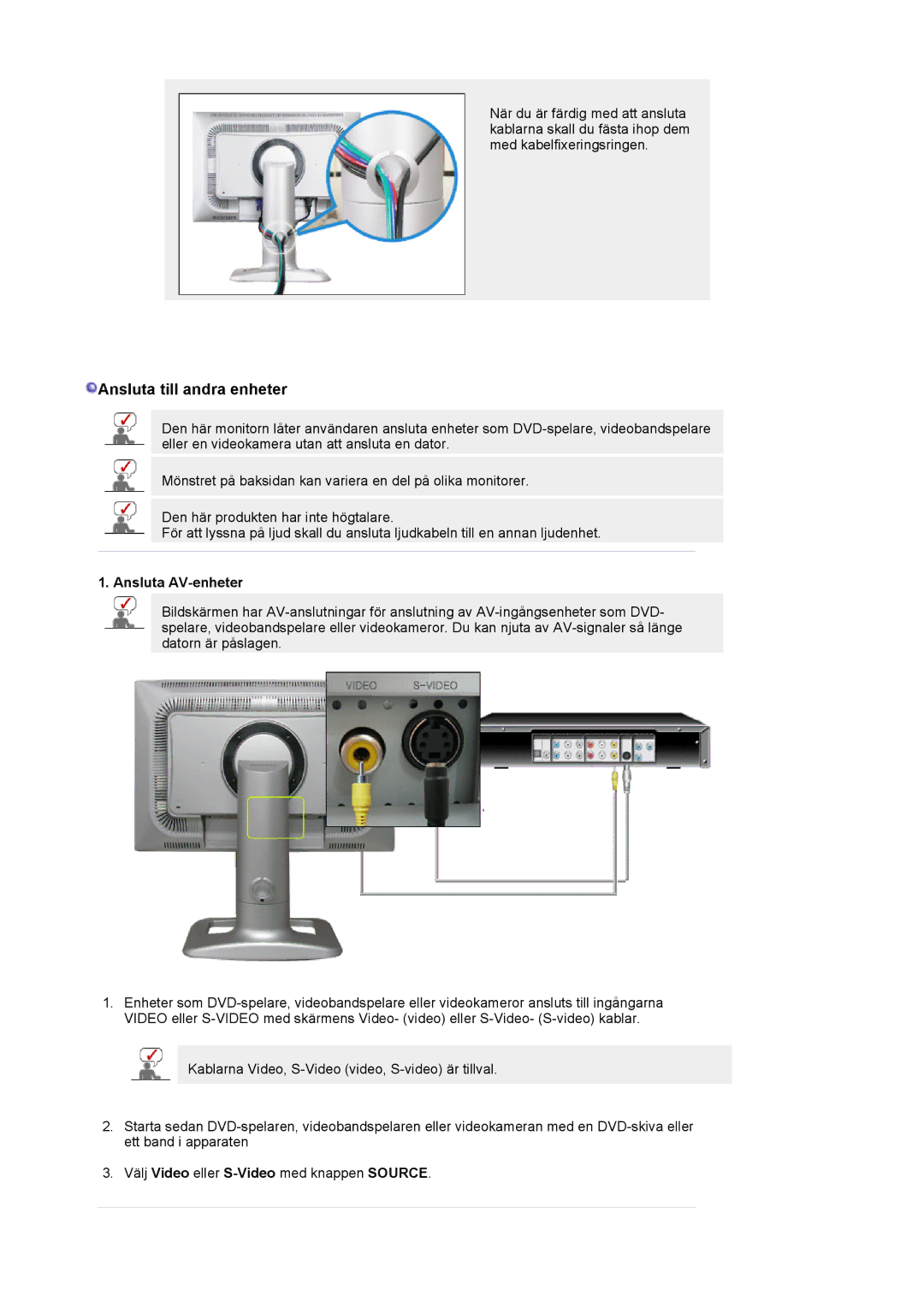 Samsung LS24BRBBS/EDC manual Ansluta till andra enheter, Ansluta AV-enheter 