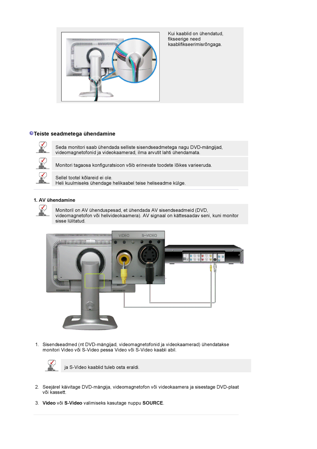 Samsung LS24BRBBS/EDC manual Teiste seadmetega ühendamine, AV ühendamine 