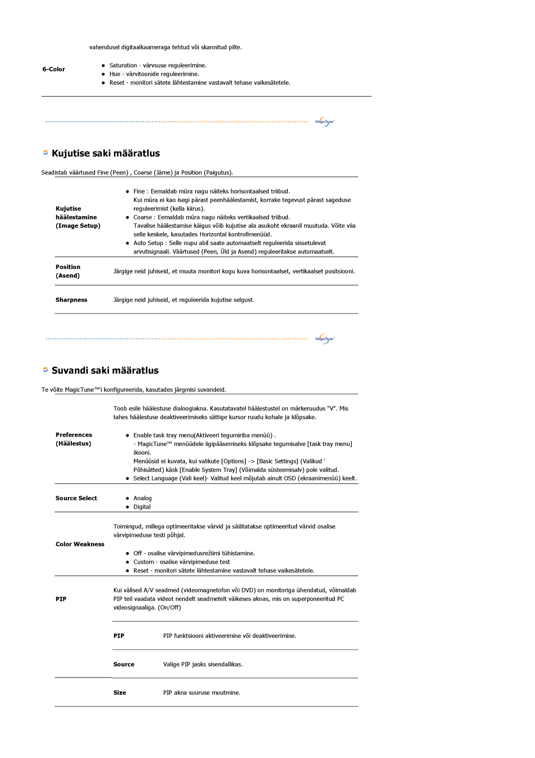 Samsung LS24BRBBS/EDC manual Kujutise saki määratlus 