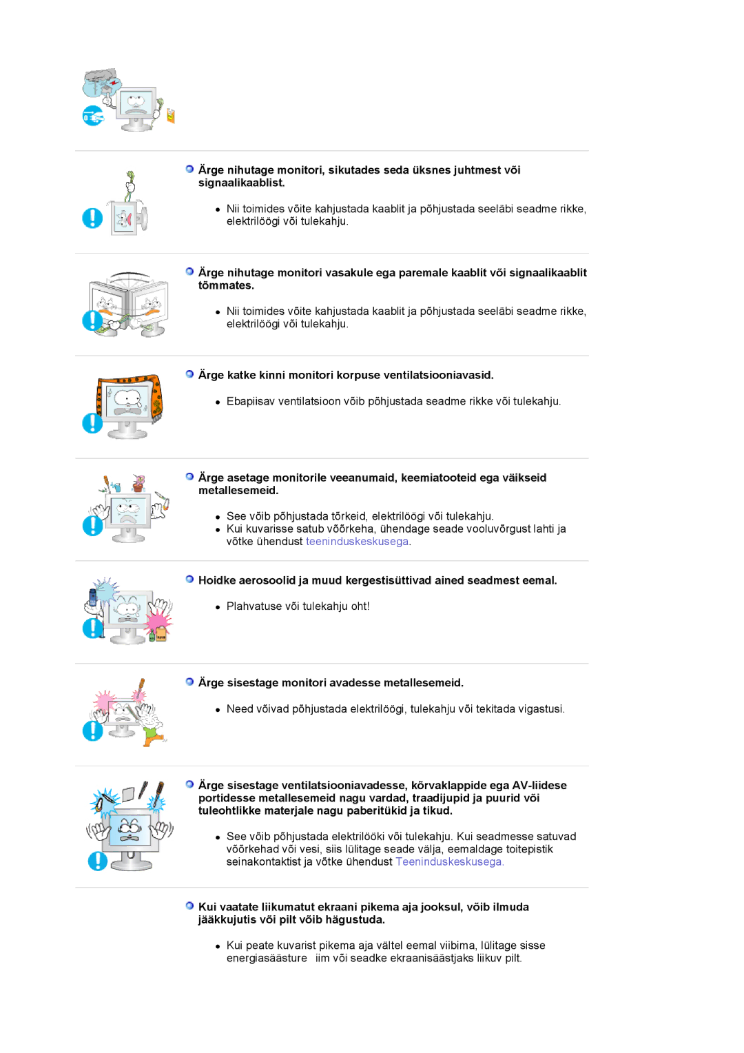 Samsung LS24BRBBS/EDC manual Ärge katke kinni monitori korpuse ventilatsiooniavasid 