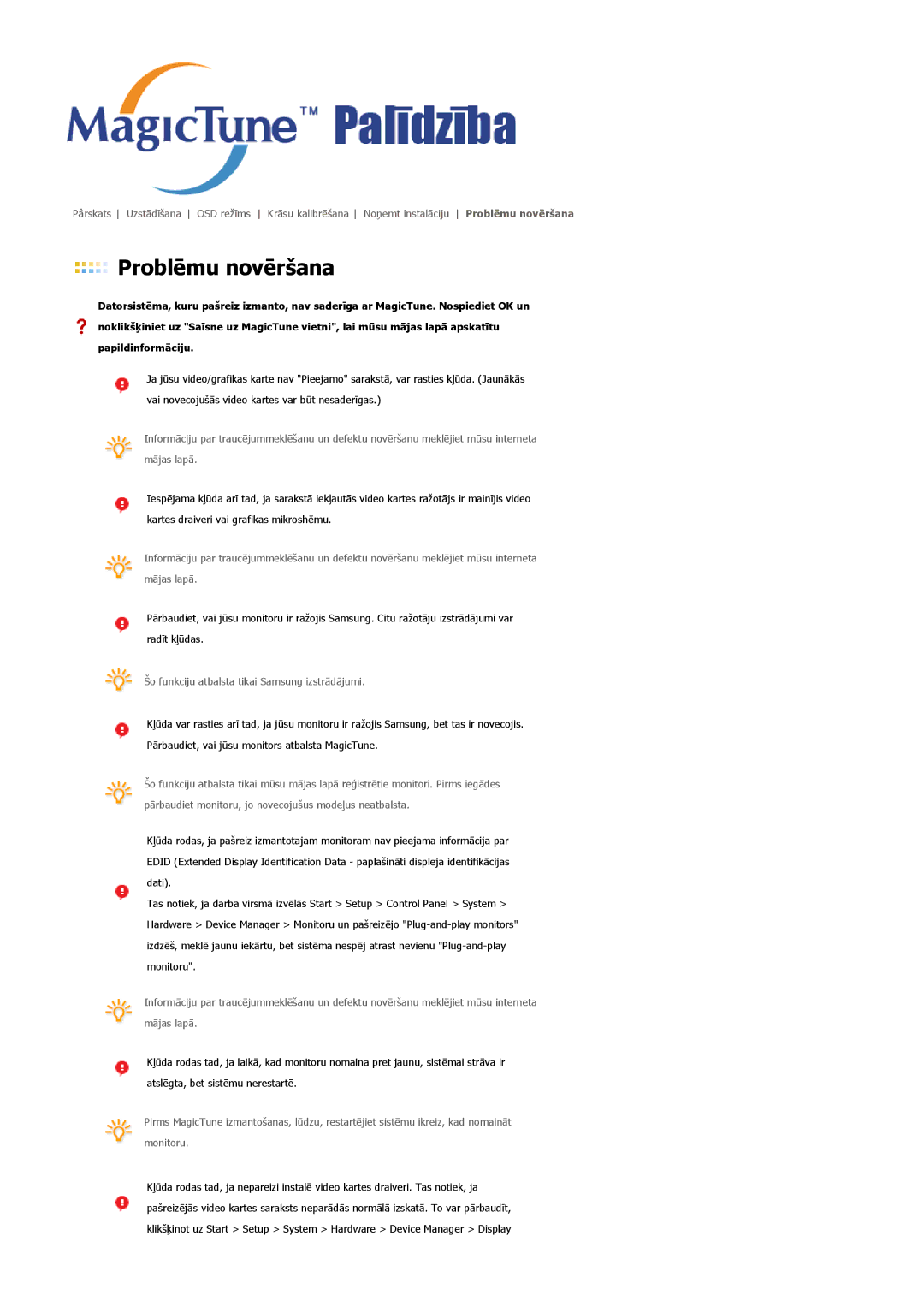 Samsung LS24BRBBS/EDC manual Problēmu novēršana 