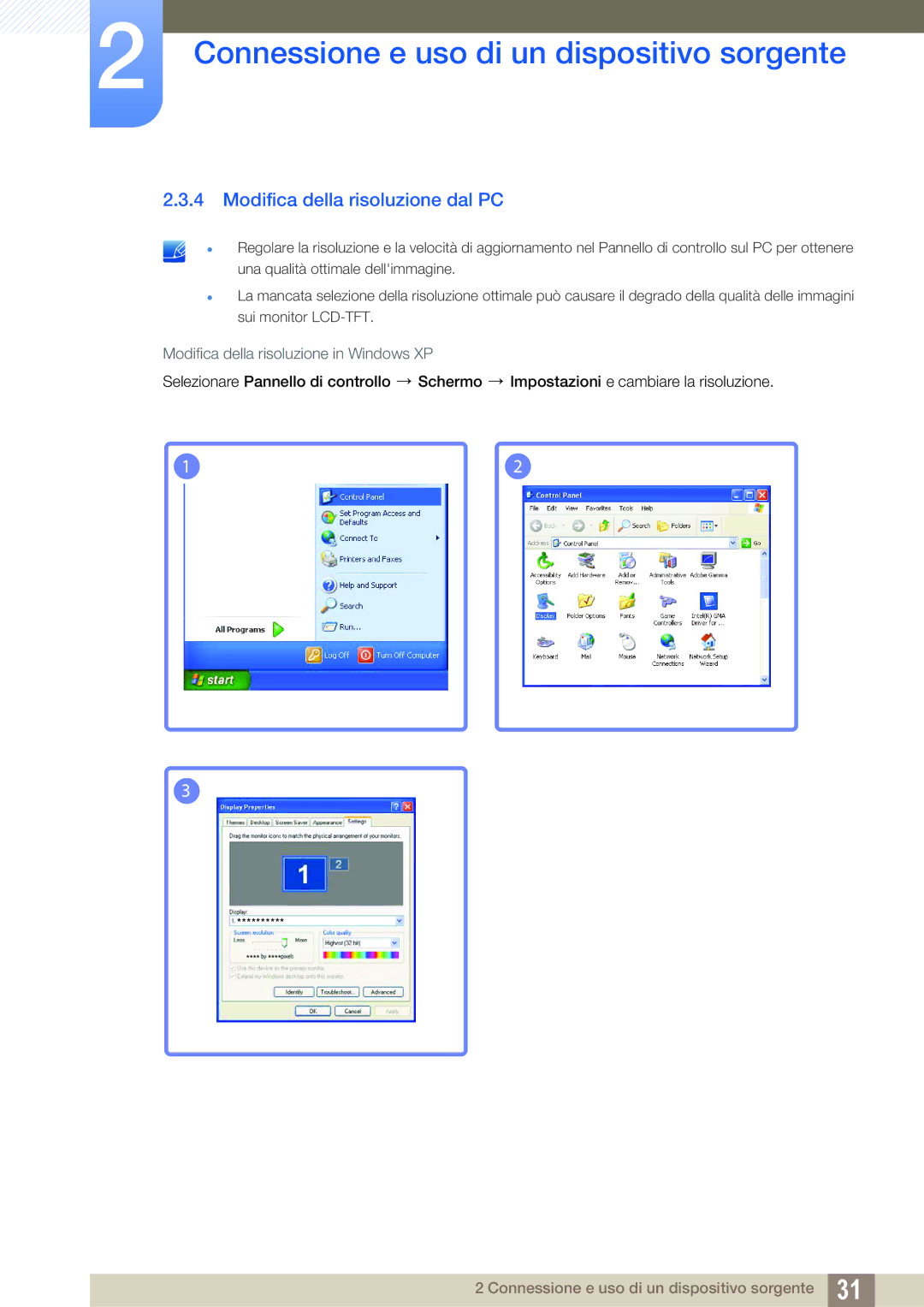 Samsung LS22C20KBS/EN, LS24C20KBL/EN manual Modifica della risoluzione dal PC 