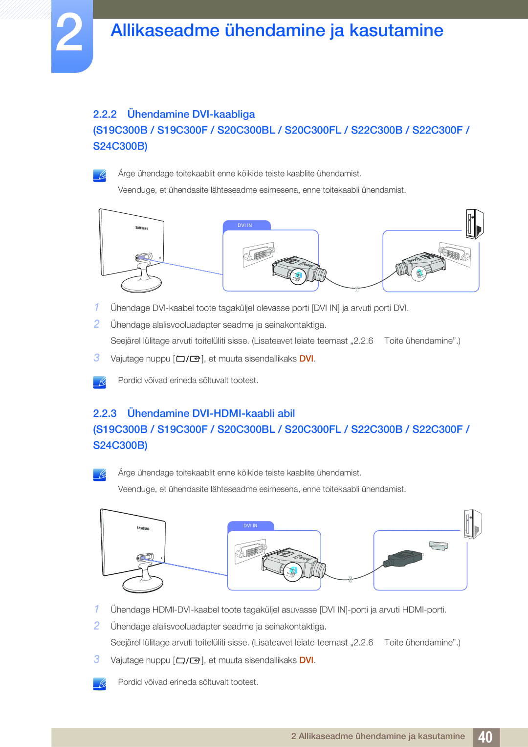 Samsung LS24C300BS/EN, LS19C300BS/EN, LS22C300BS/EN, LS20C300BL/EN, LS22C300HS/EN manual Dvi 