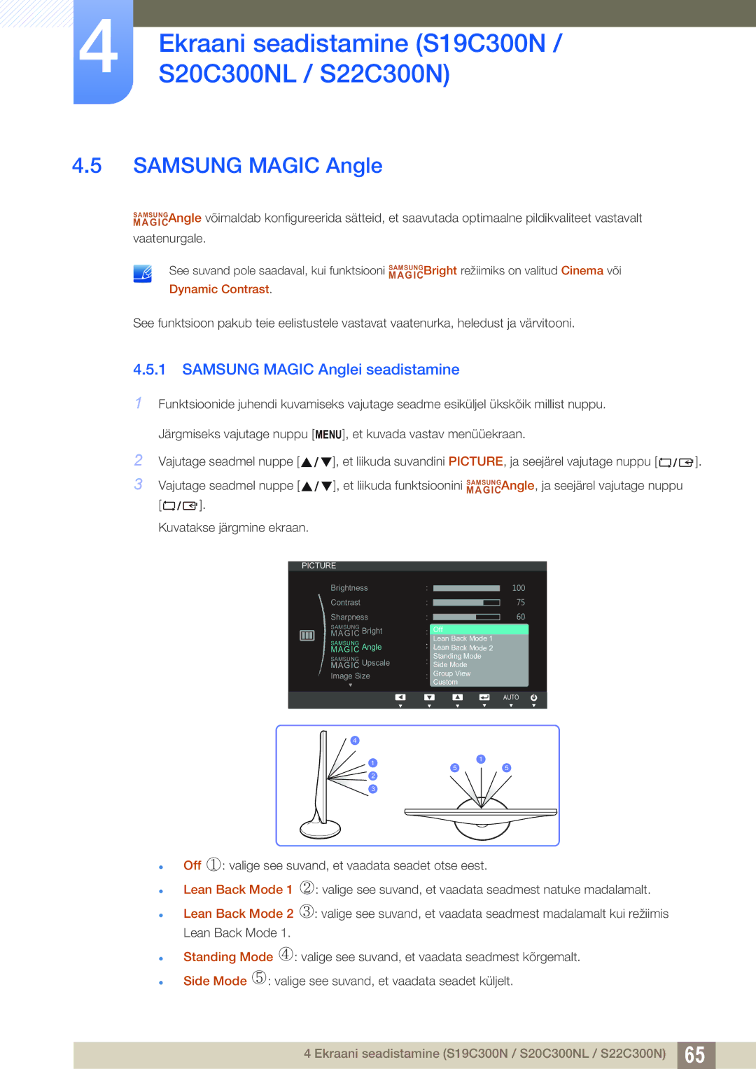 Samsung LS24C300BS/EN, LS19C300BS/EN, LS22C300BS/EN, LS20C300BL/EN, LS22C300HS/EN manual Samsung Magic Angle 