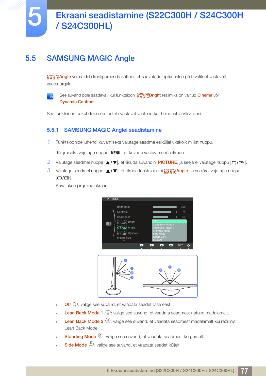 Samsung LS22C300BS/EN, LS24C300BS/EN, LS19C300BS/EN, LS20C300BL/EN, LS22C300HS/EN manual Samsung Magic Angle 