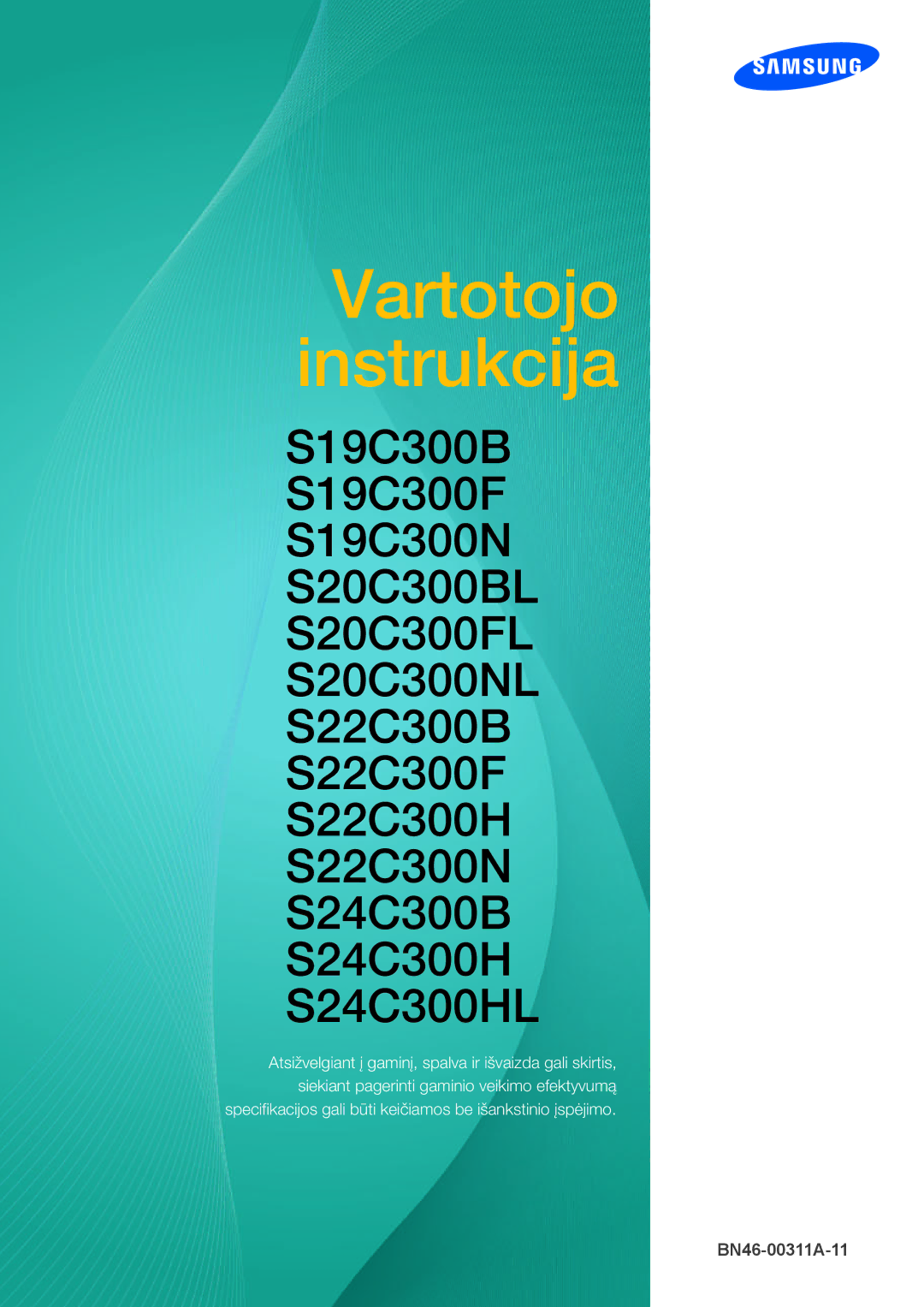 Samsung LS19C300BS/EN, LS24C300BS/EN, LS22C300BS/EN, LS20C300BL/EN, LS22C300HS/EN manual Vartotojo instrukcija 