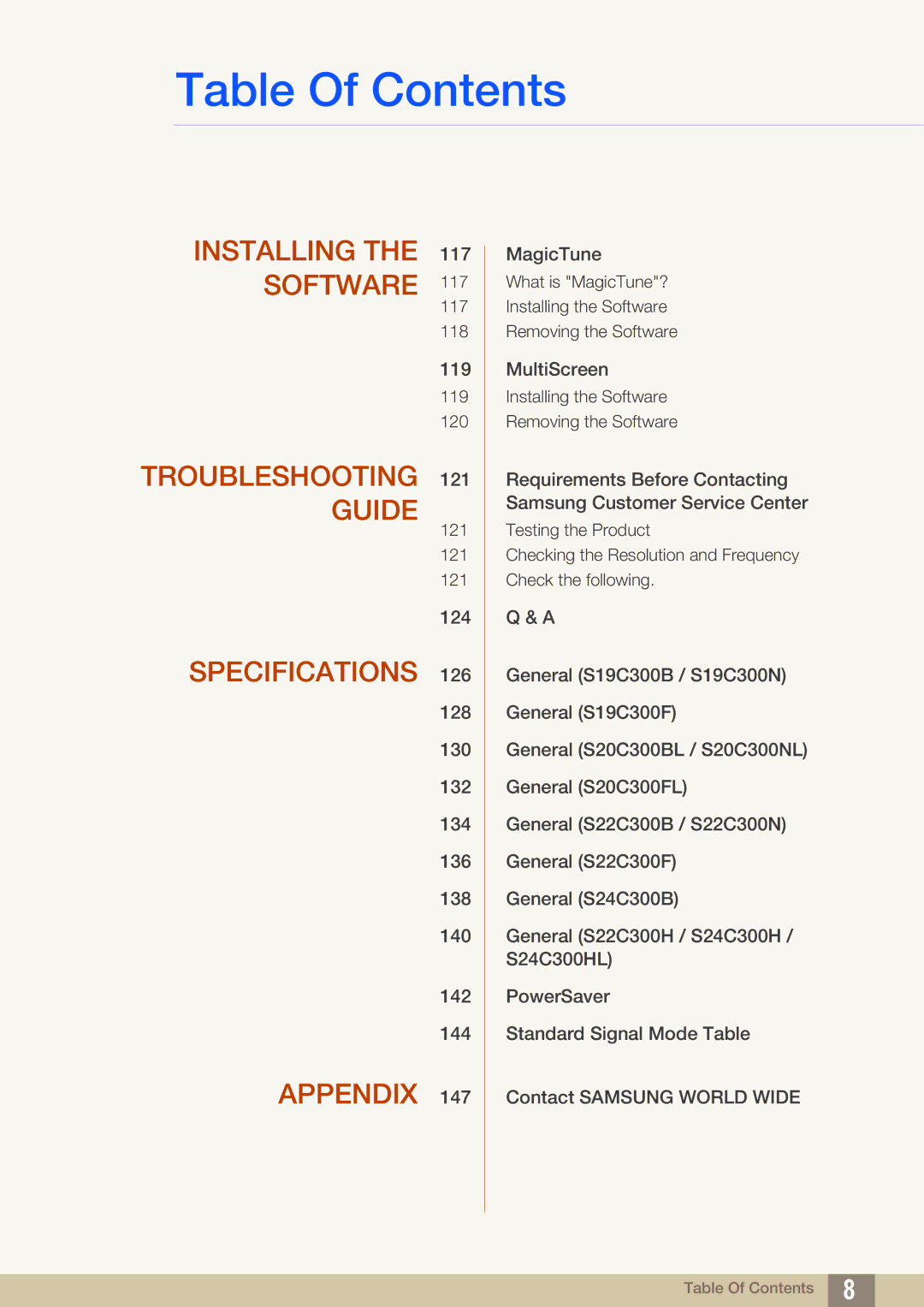 Samsung LS22C300BS/ZR, LS24C300BS/EN, LS19C300BS/EN, LS22C300BS/EN, LS24B300HLZ/EN, LS20C300BL/EN Installing the 117 Software 