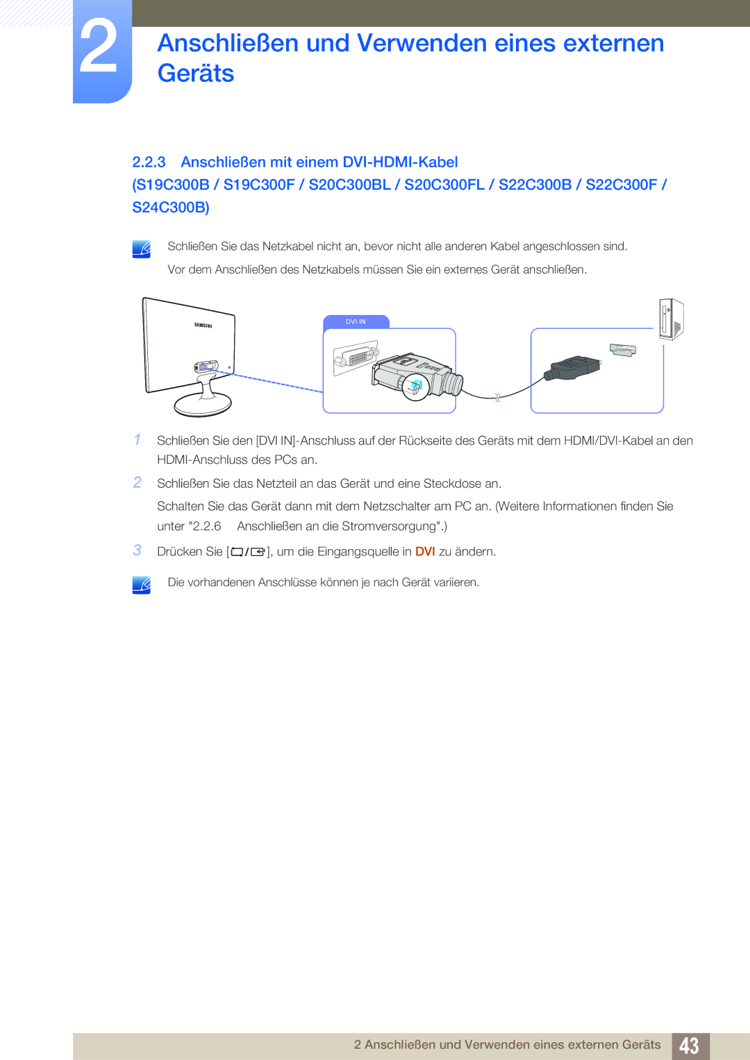 Samsung LS19C300BS/EN, LS24C300BS/EN, LS22C300BS/EN, LS24C300HS/EN, LS22C300HS/EN, LS24B300HL/EN manual Dvi 