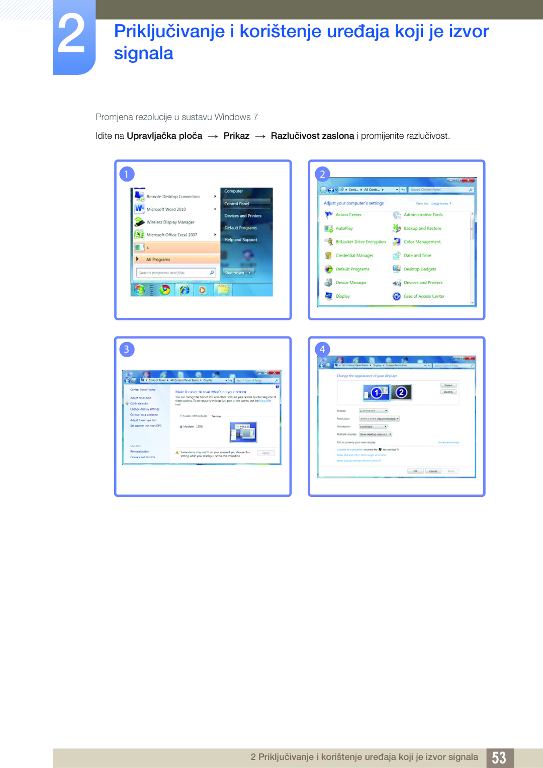 Samsung LS23C350HS/EN, LS24C350HS/EN, LS27C350HS/EN, LS22D300NY/EN manual Promjena rezolucije u sustavu Windows 