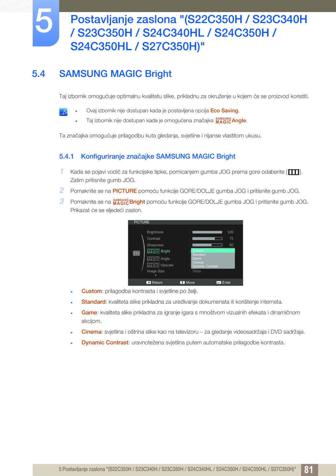 Samsung LS23C350HS/EN, LS24C350HS/EN, LS27C350HS/EN, LS22D300NY/EN manual Samsung Magic Bright 