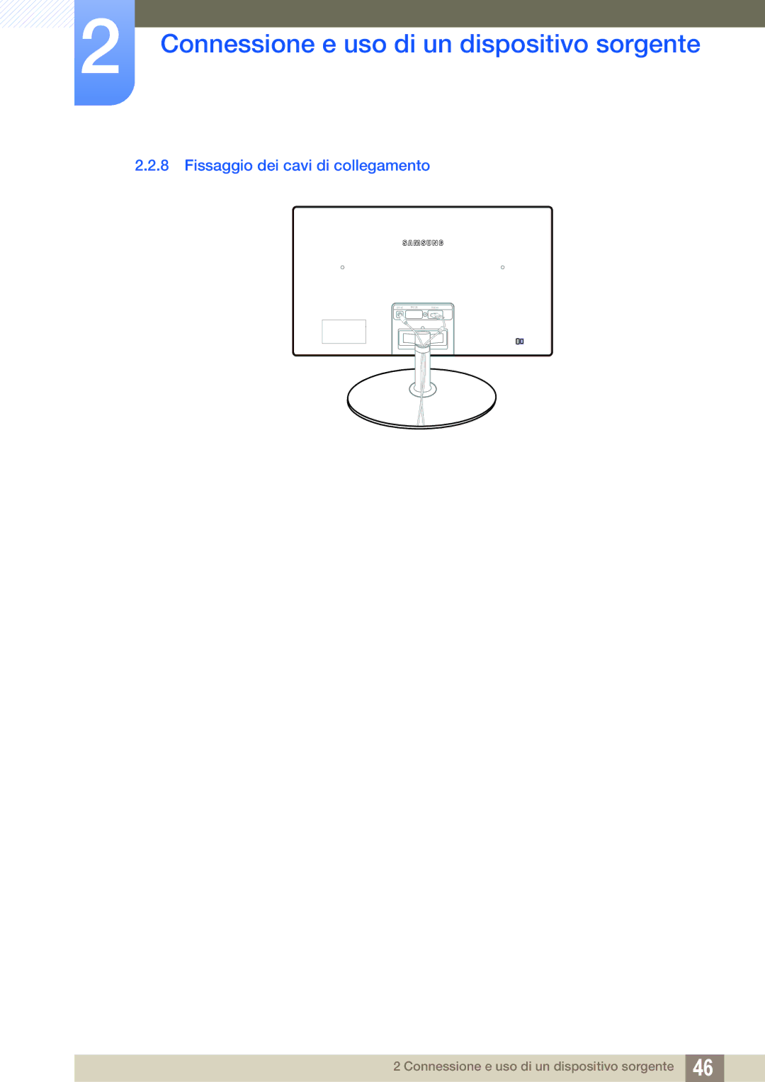 Samsung LS27C350HS/EN, LS24C350HS/EN, LS22D300NY/EN manual Fissaggio dei cavi di collegamento 