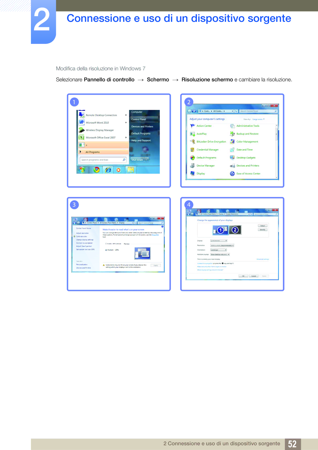 Samsung LS27C350HS/EN, LS24C350HS/EN, LS22D300NY/EN manual Modifica della risoluzione in Windows 