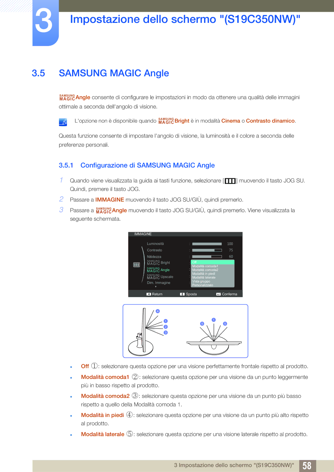 Samsung LS27C350HS/EN, LS24C350HS/EN, LS22D300NY/EN manual Configurazione di Samsung Magic Angle 