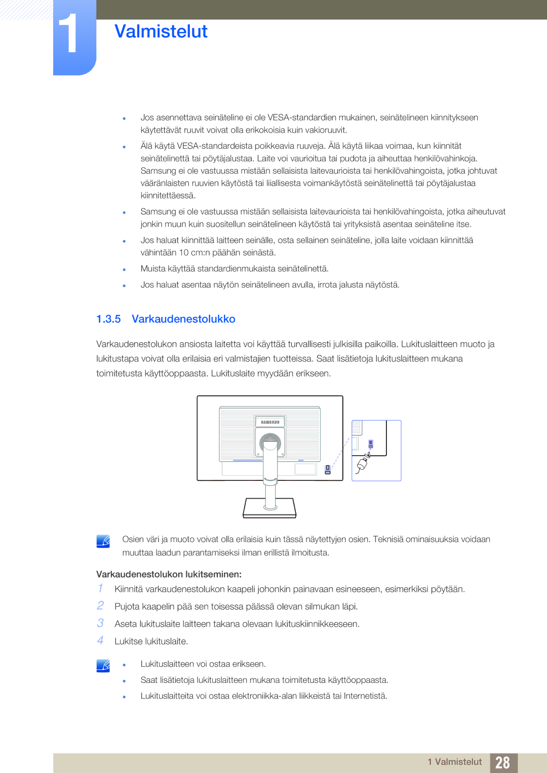 Samsung LS24C45UFS/EN, LS22C45UDW/EN manual Varkaudenestolukko 