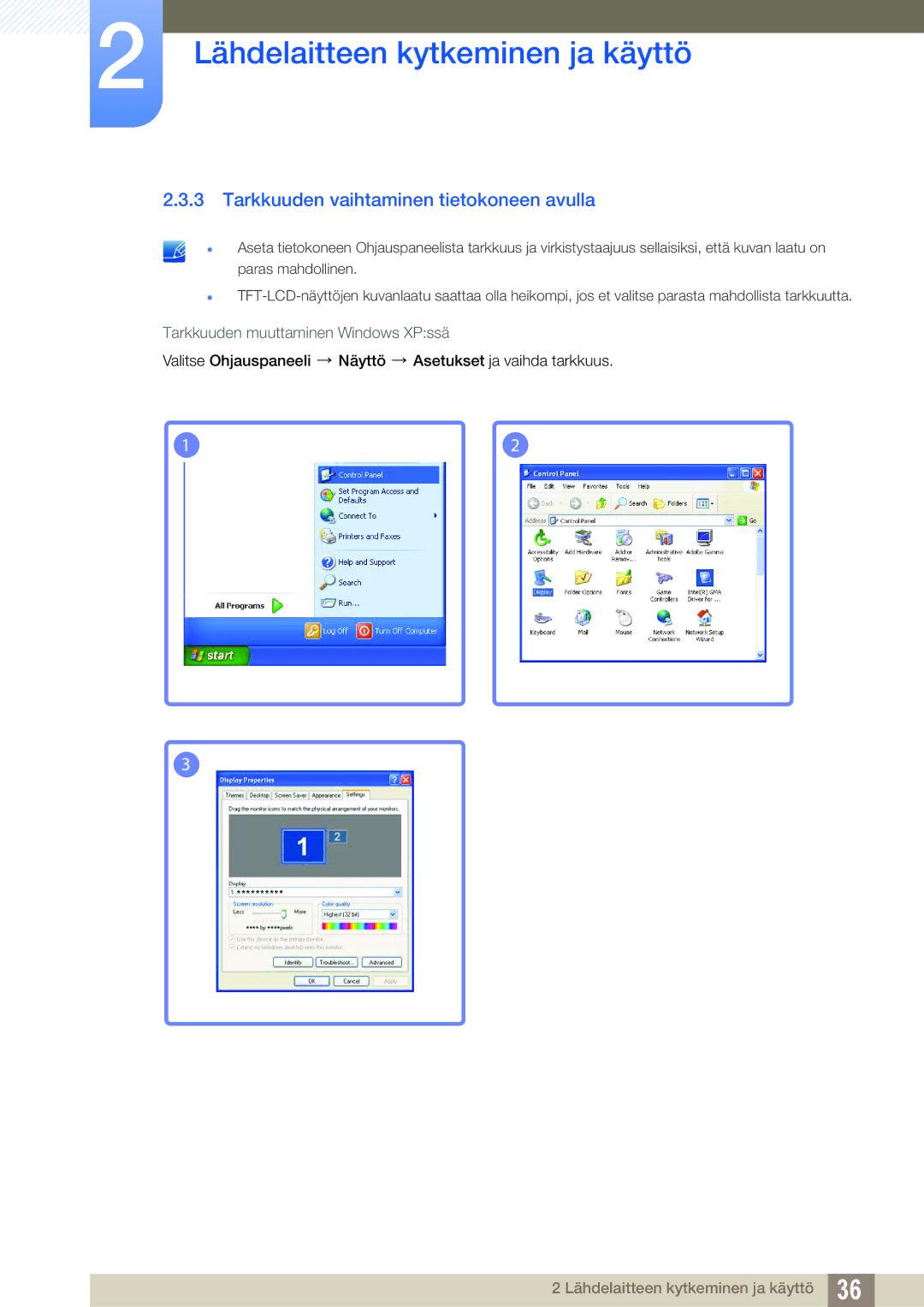 Samsung LS24C45UFS/EN, LS22C45UDW/EN manual Tarkkuuden vaihtaminen tietokoneen avulla 