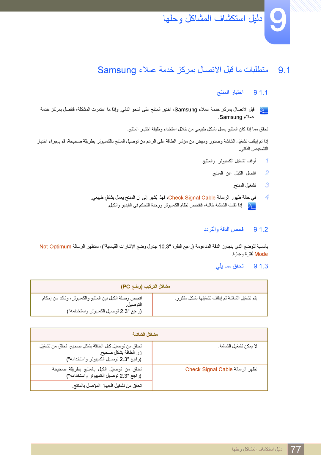 Samsung LS24C550HL/ZR manual ﺎﻬﻠﺣﻭ ﻞﻛﺎﺸﻤﻟﺍ ﻑﺎﺸﻜﺘﺳﺍ ﻞﻴﻟﺩ, Samsung ءﻼﻤﻋ ﺔﻣﺪﺧ ﺰﻛﺮﻤﺑ ﻝﺎﺼﺗﻻﺍ ﻞﺒﻗ ﺎﻣ ﺕﺎﺒﻠﻄﺘﻣ, ﺞﺘﻨﻤﻟﺍ ﺭﺎﺒﺘﺧﺍ 