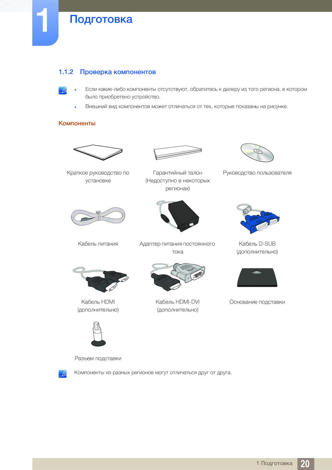 Samsung LS24C550ML/CI manual 2 Проверка компонентов, Компоненты 