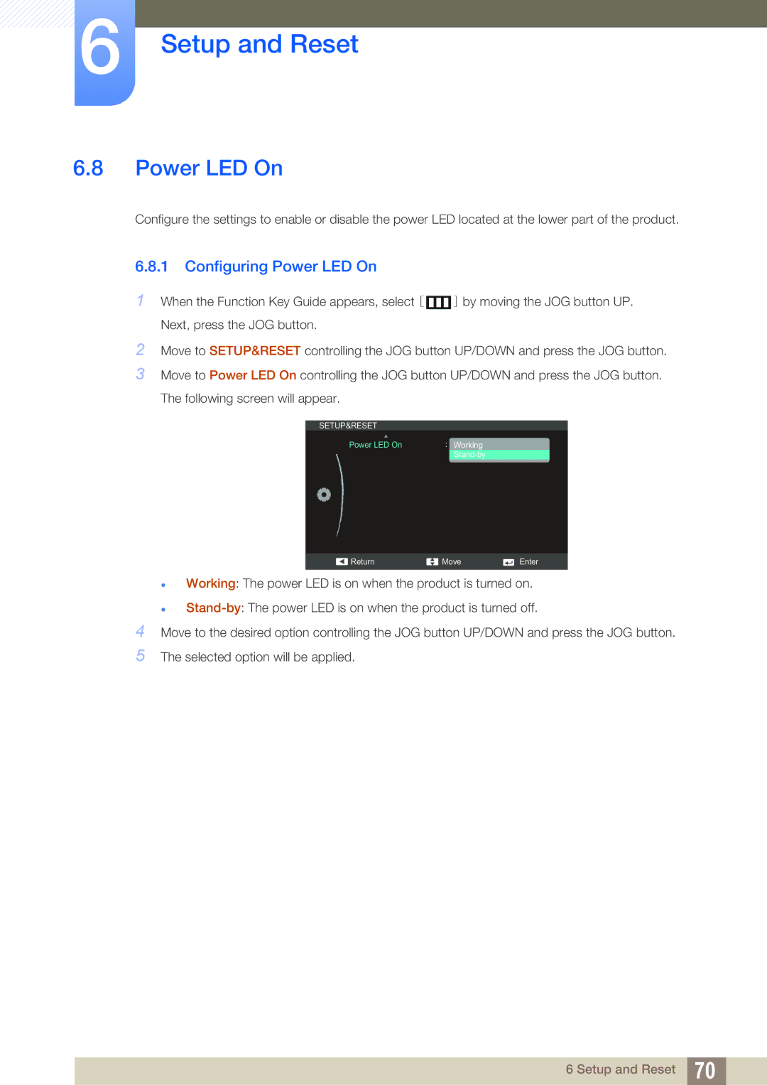 Samsung LS22C550HSMXV, LS24C550ML/EN, LS23C550HS/EN, LS24C550VL/EN, LS24C550HL/ZR, LS24C550ML/CI Configuring Power LED On 