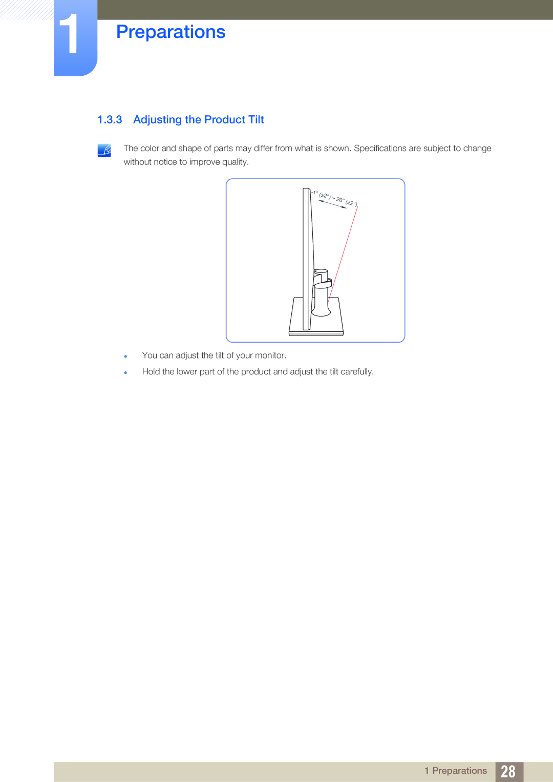 Samsung LS22C550HSMXV, LS24C550ML/EN, LS23C550HS/EN, LS24C550VL/EN, LS24C550HL/ZR, LS24C550ML/CI Adjusting the Product Tilt 