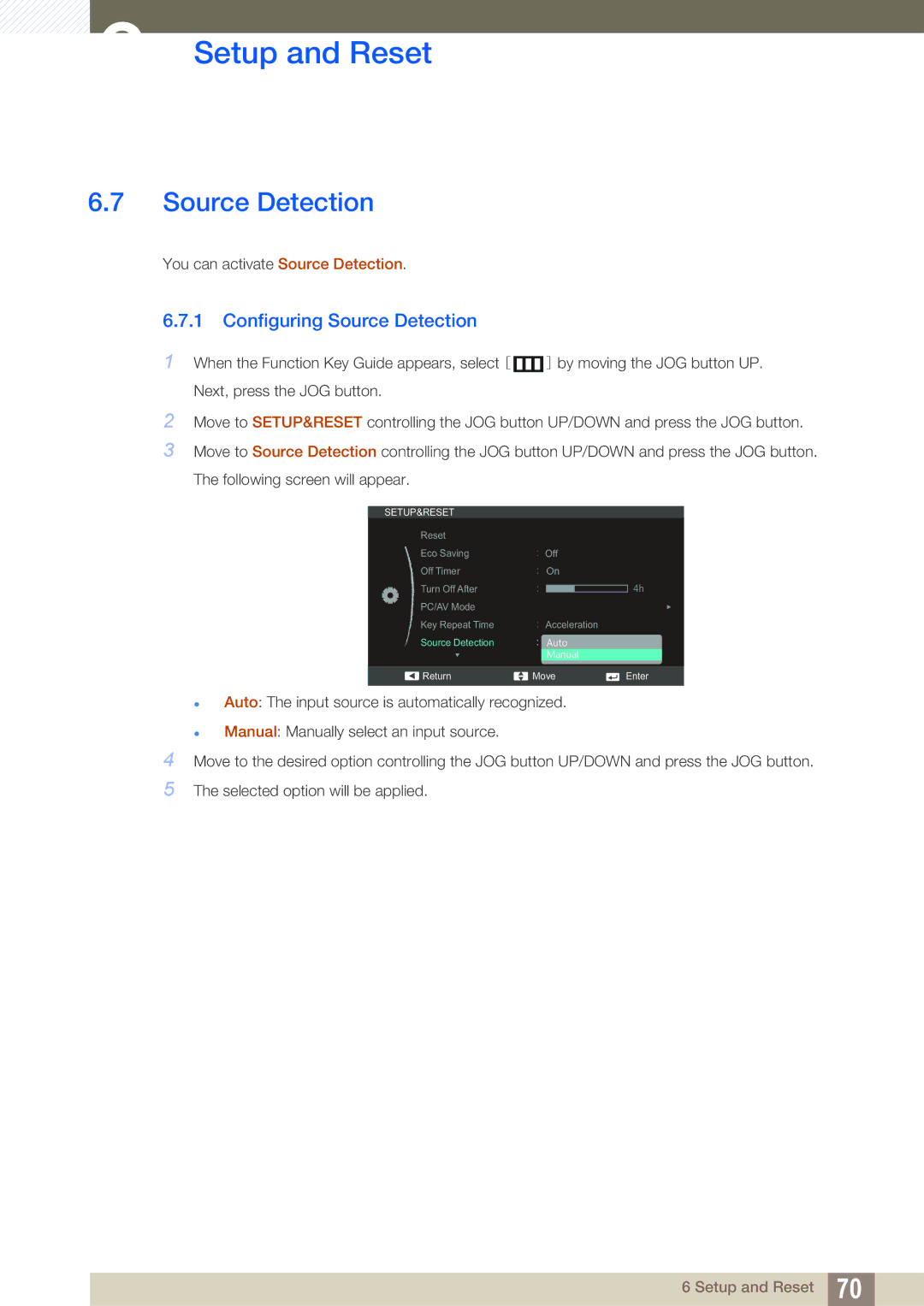 Samsung LS22C550HSMXV, LS24C550ML/EN, LS23C550HS/EN, LS24C550VL/EN, LS24C550HL/ZR manual Configuring Source Detection 