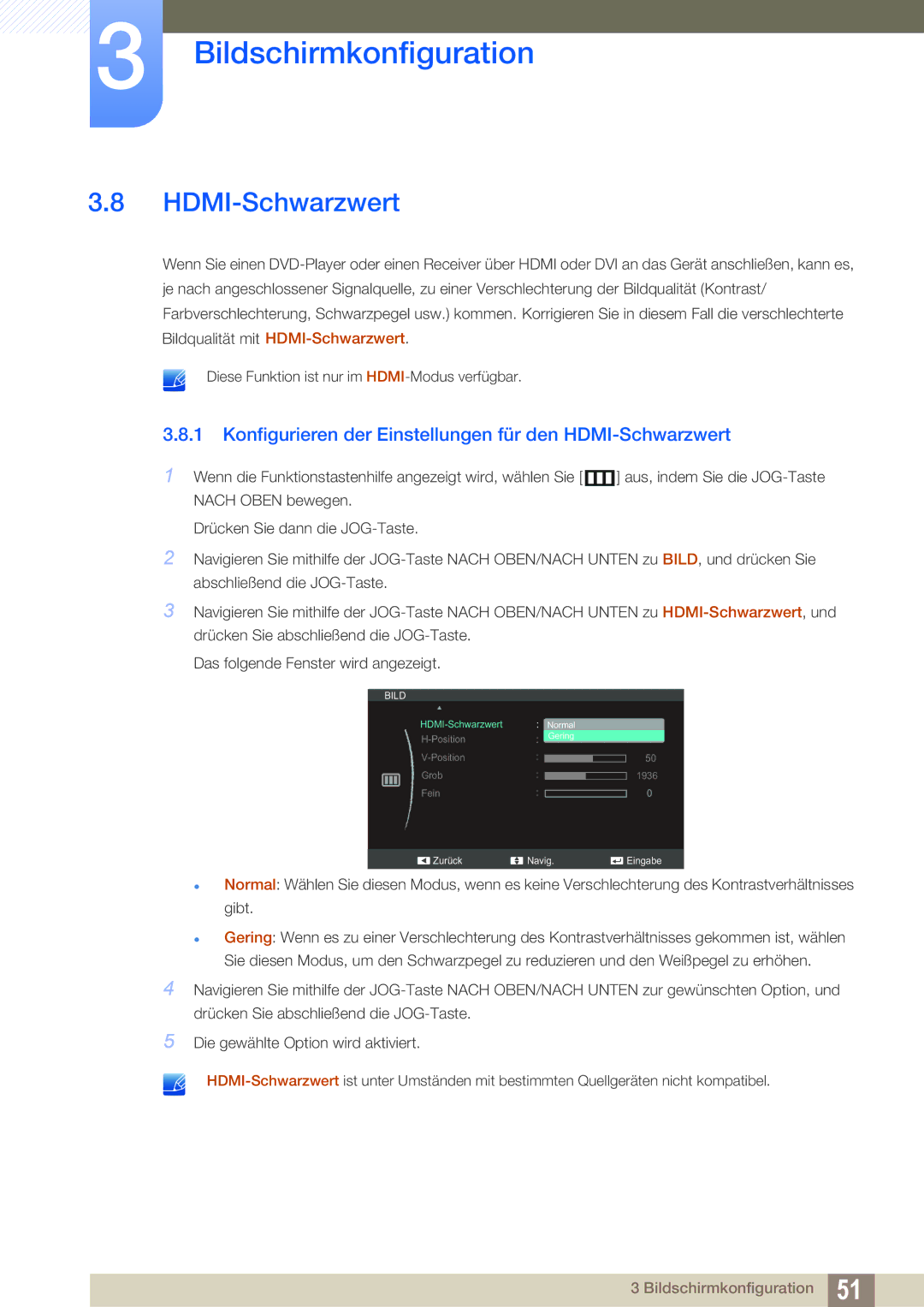 Samsung LS24C550ML/EN, LS23C550HS/EN, LS24C550VL/EN manual Konfigurieren der Einstellungen für den HDMI-Schwarzwert 