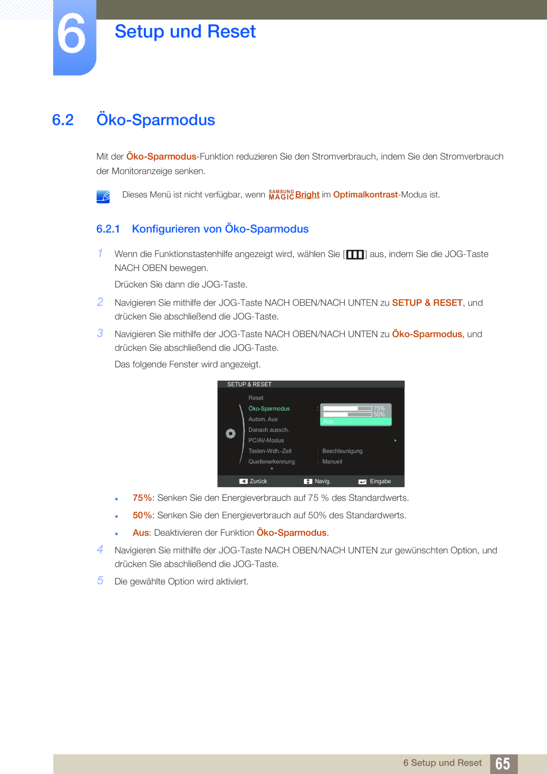 Samsung LS24C550VL/EN, LS24C550ML/EN, LS23C550HS/EN manual Konfigurieren von Öko-Sparmodus 