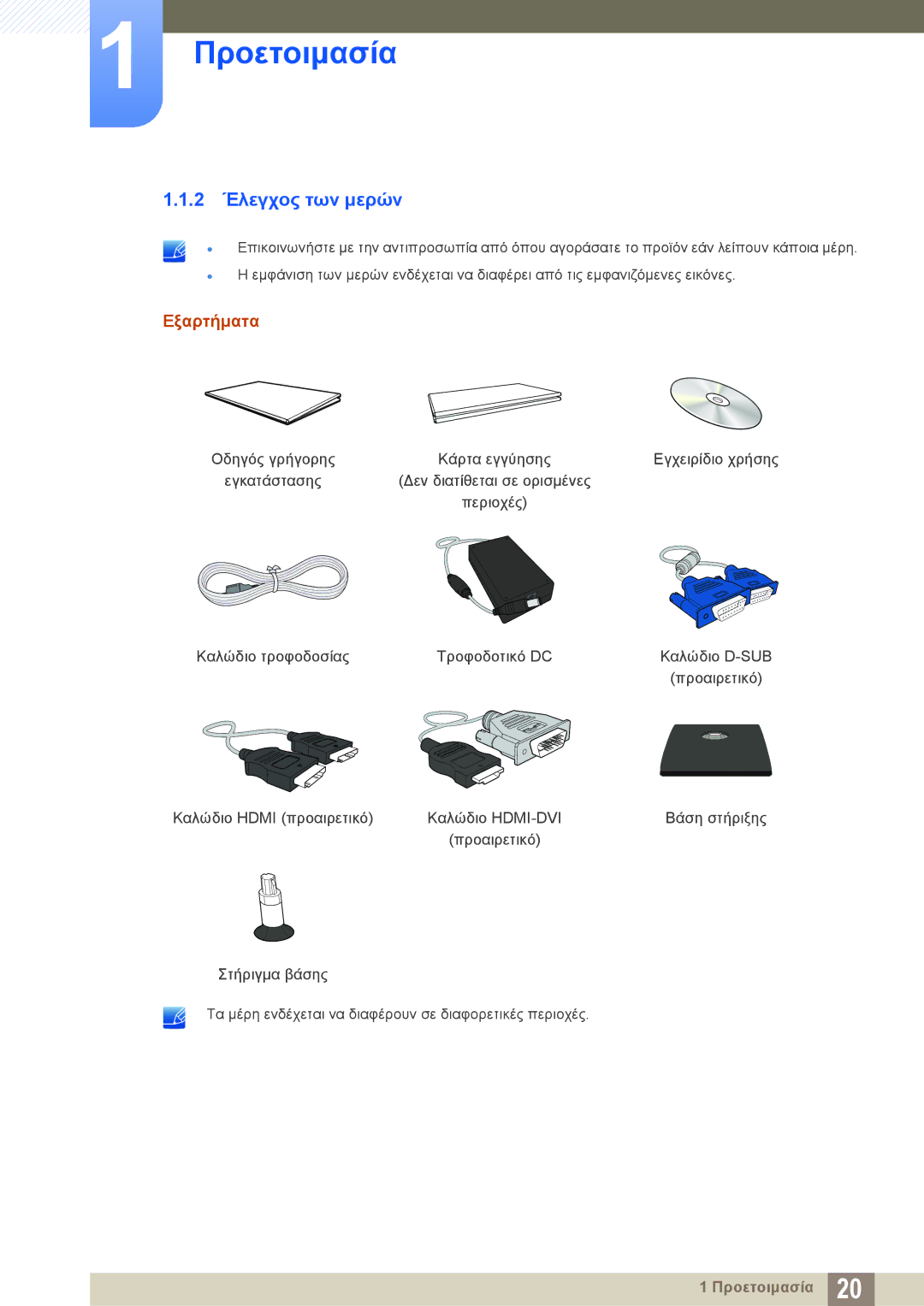 Samsung LS24C550ML/EN, LS23C550HS/EN manual 2 Έλεγχος των μερών, Εξαρτήματα 