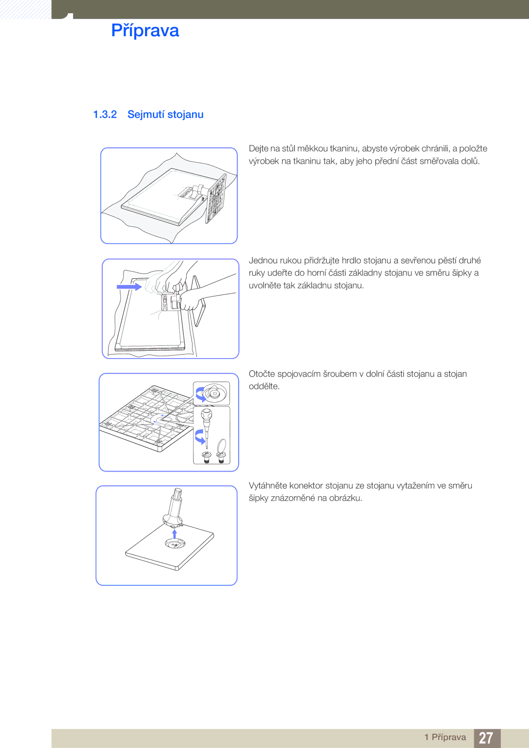 Samsung LS24C550VL/EN, LS24C550ML/EN manual Sejmutí stojanu 