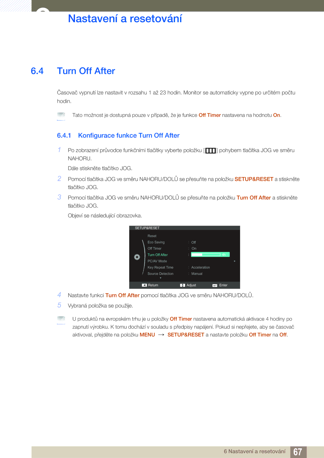 Samsung LS24C550VL/EN, LS24C550ML/EN manual Konfigurace funkce Turn Off After 