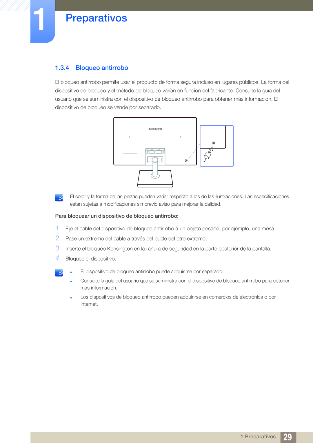 Samsung LS24C550ML/EN manual Bloqueo antirrobo 