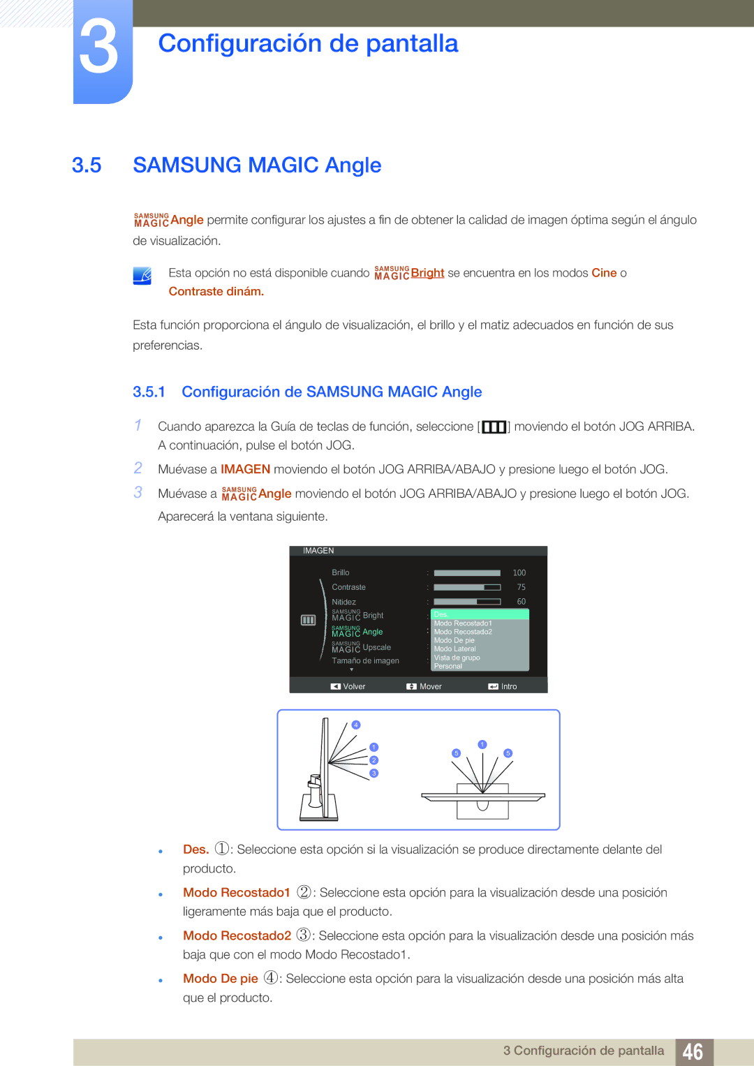 Samsung LS24C550ML/EN manual Configuración de Samsung Magic Angle 